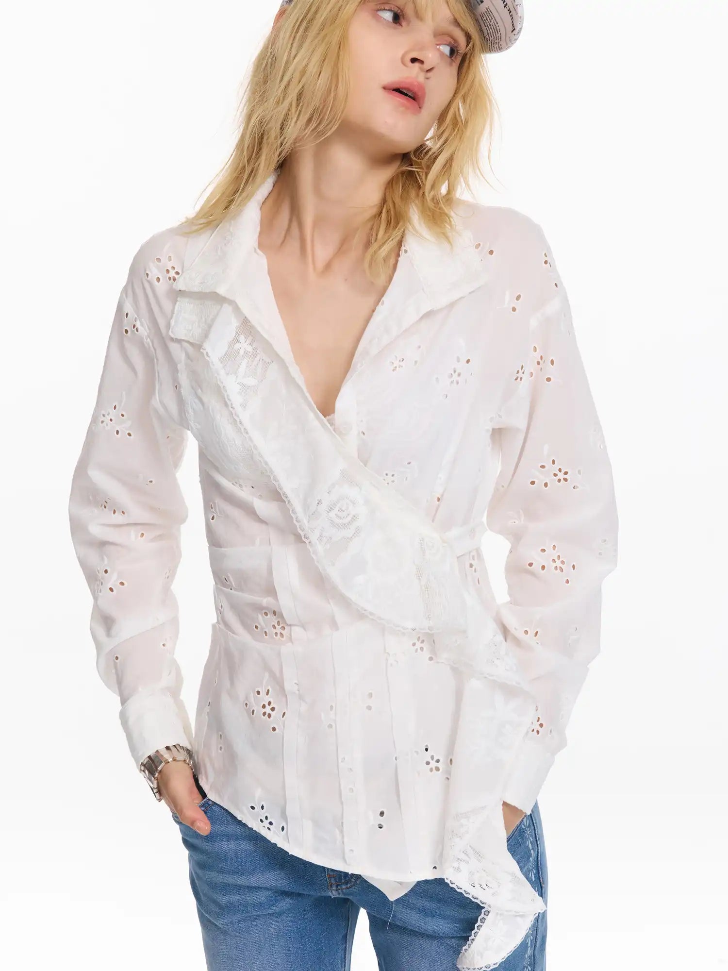 2th Desire Cutout Embroidered Plaid Shirt | Canton Collective