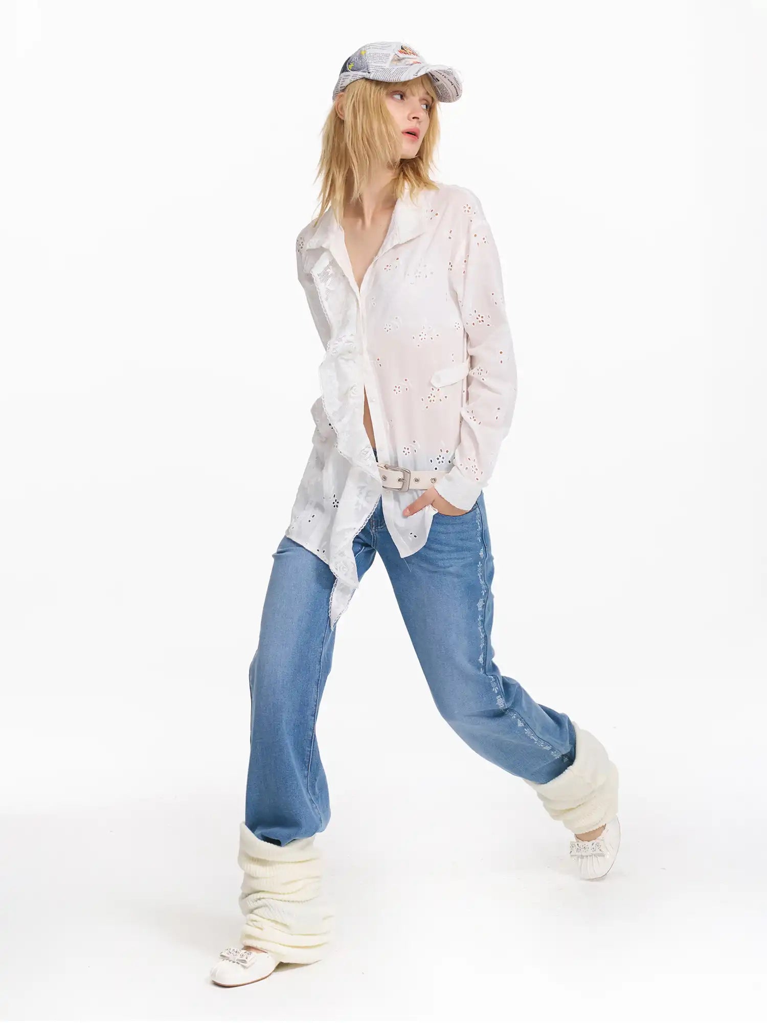 2th Desire Cutout Embroidered Plaid Shirt | Canton Collective