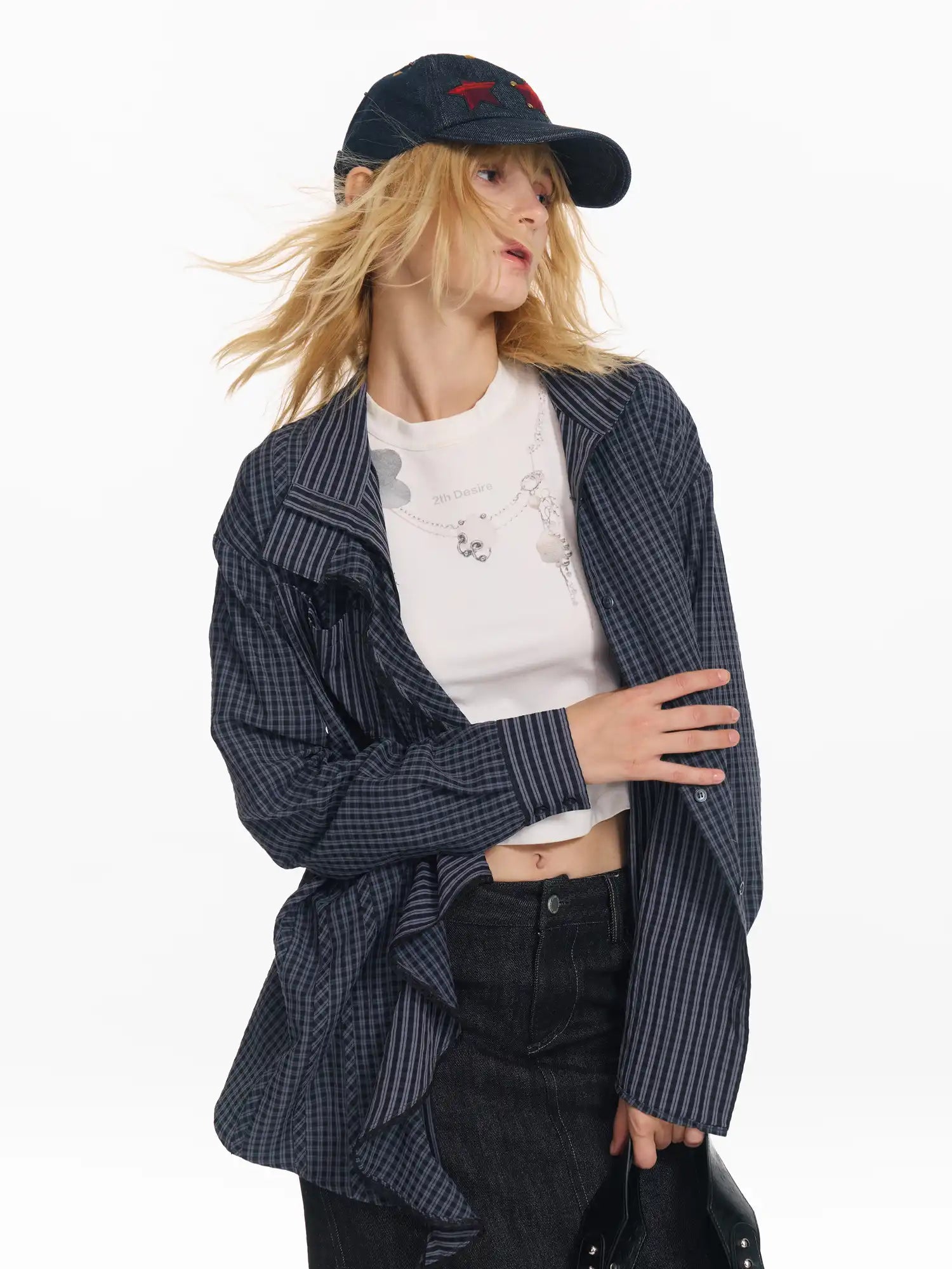 2th Desire Cutout Embroidered Plaid Shirt | Canton Collective