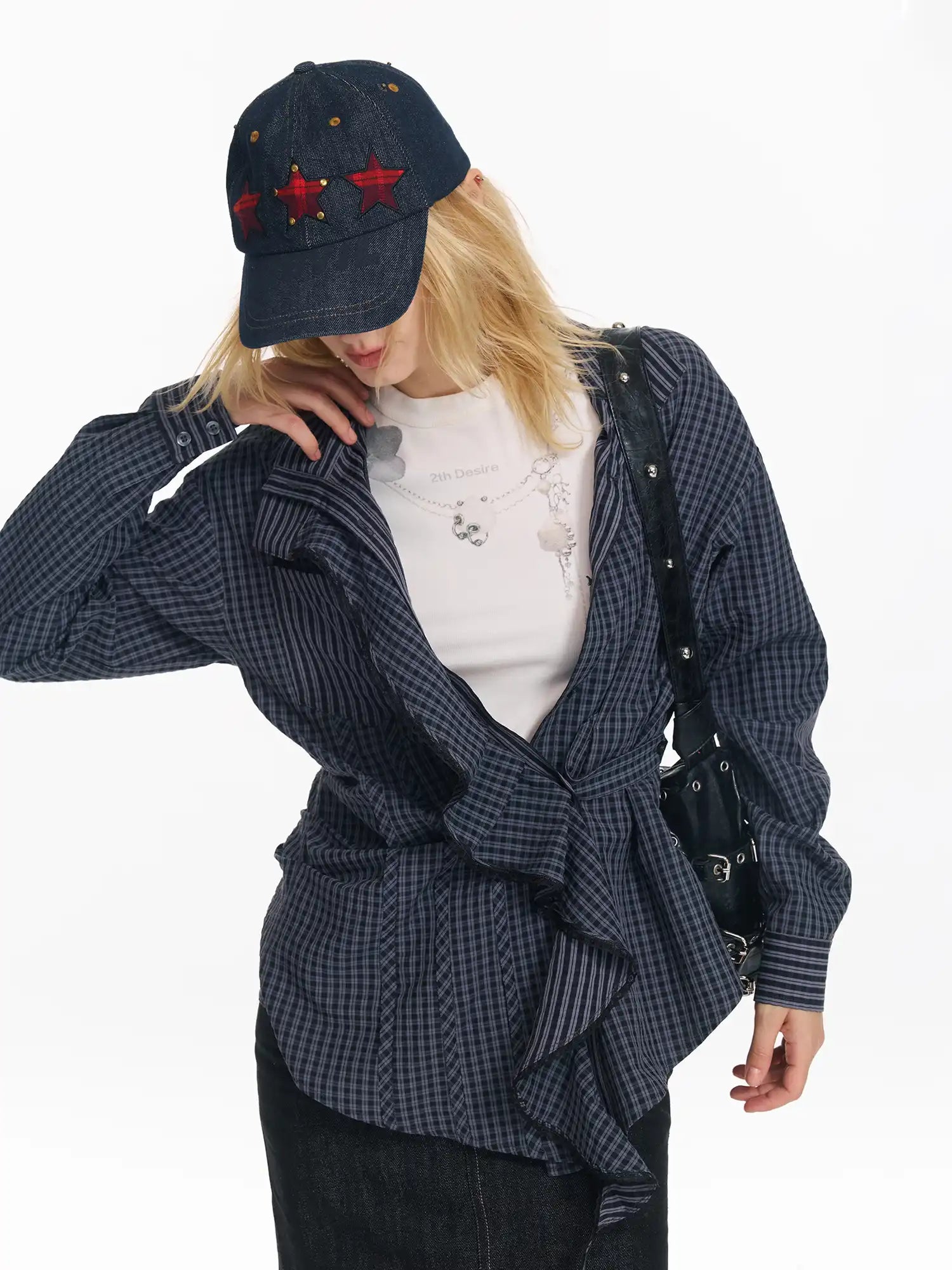 2th Desire Cutout Embroidered Plaid Shirt | Canton Collective