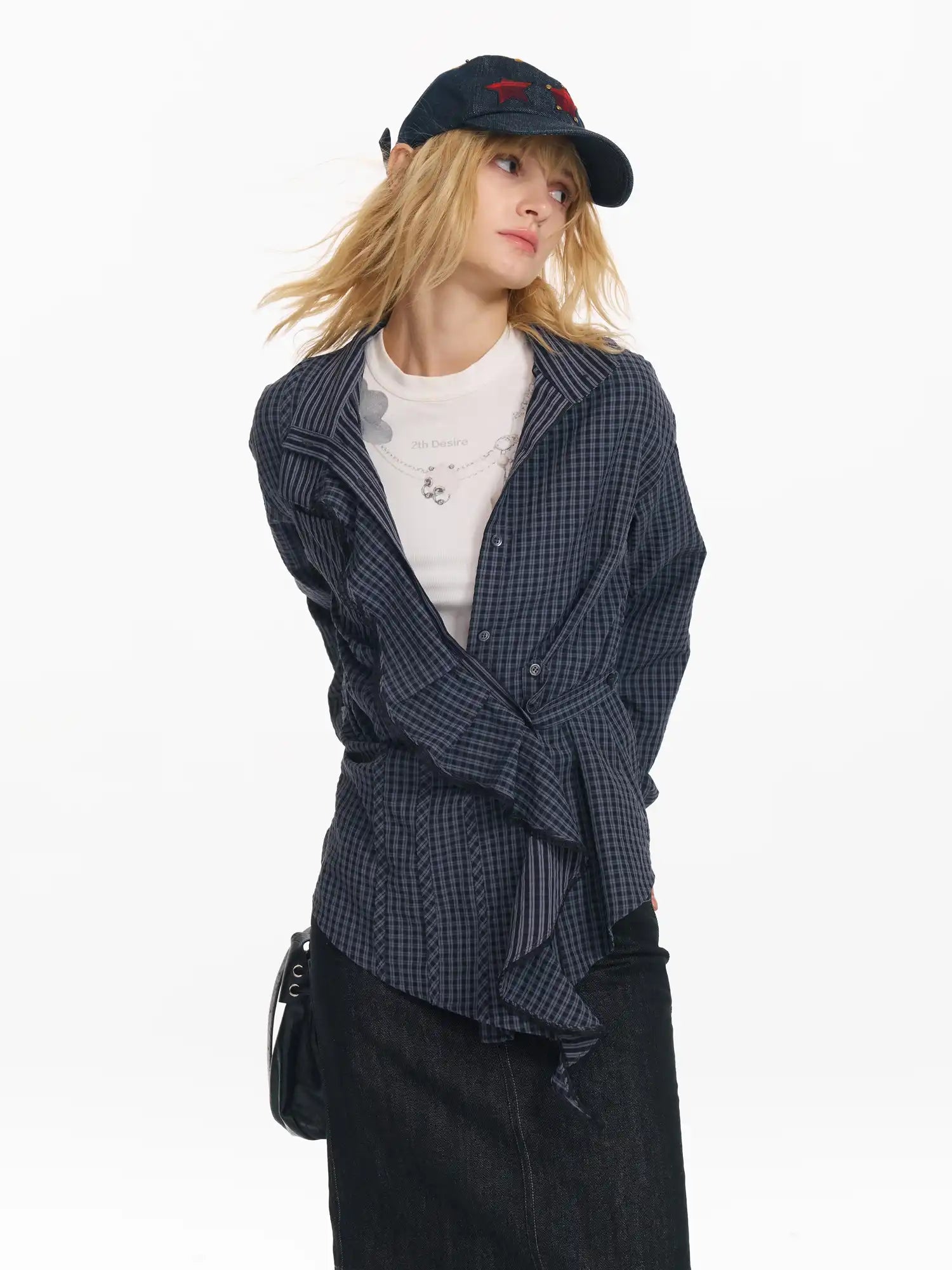 2th Desire Cutout Embroidered Plaid Shirt | Canton Collective
