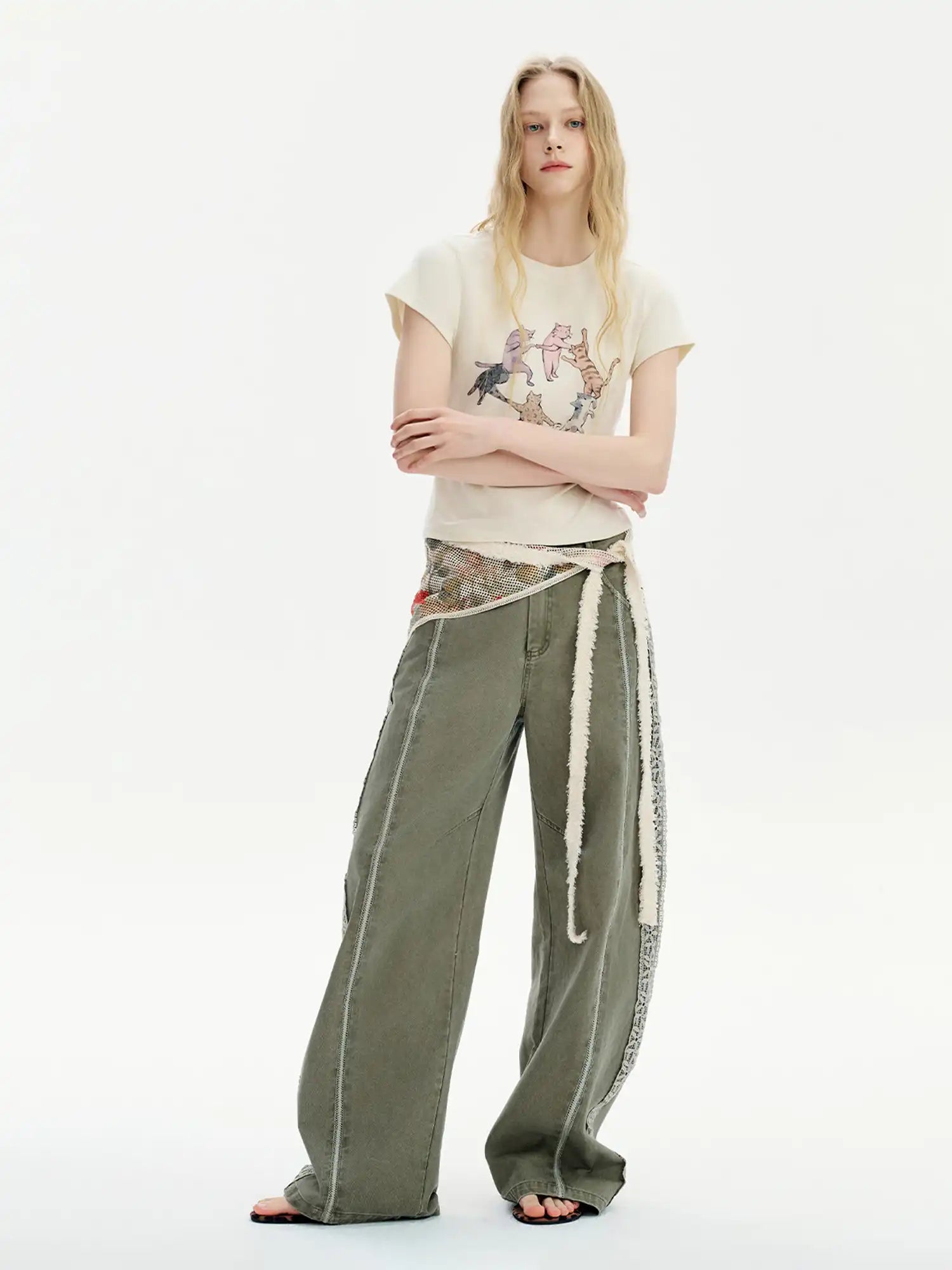Outtheblue Dancing Cat Cotton Jersey Short Sleeves Crop Top | Canton Collective