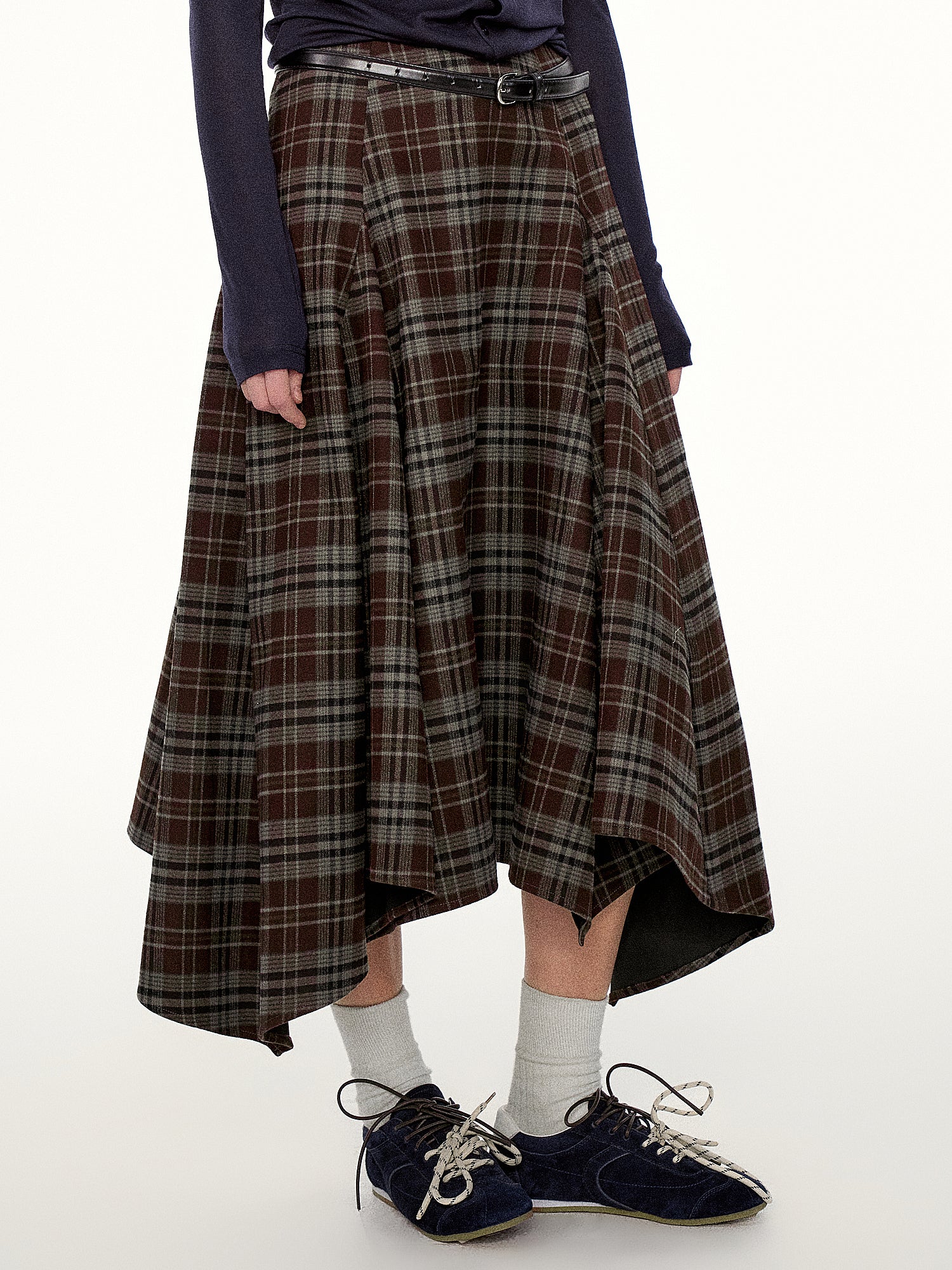 FirstFloor Deconstructed Plaid Midi Skirt | Canton Collective