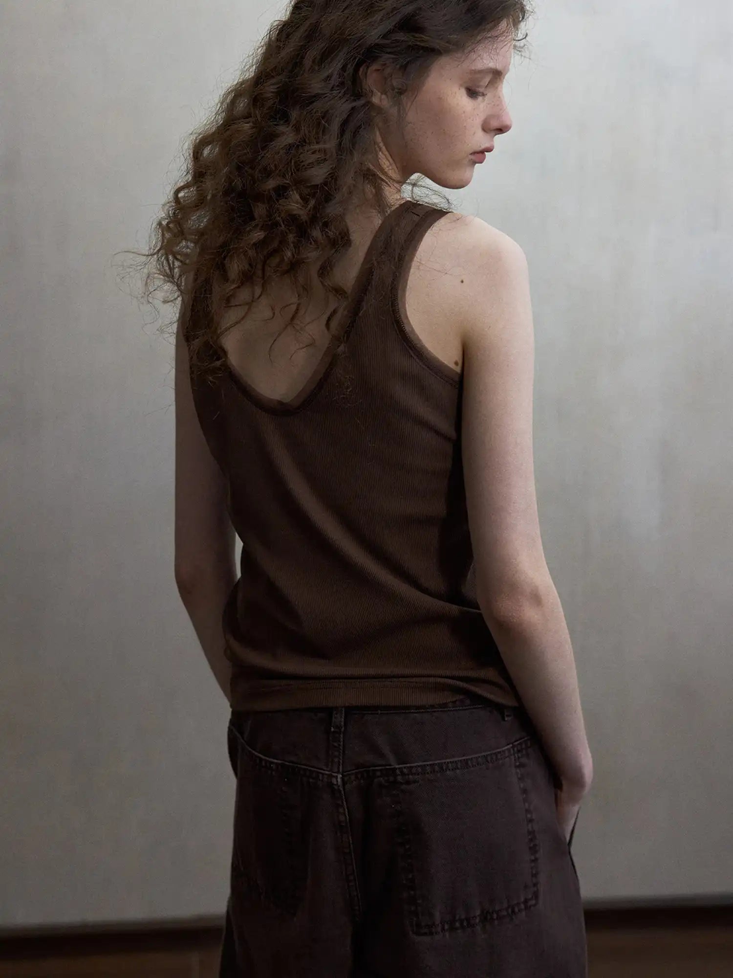 CantonCollective Design Deep Scoop Mesh Trim Cotton Tank Top | Canton Collective