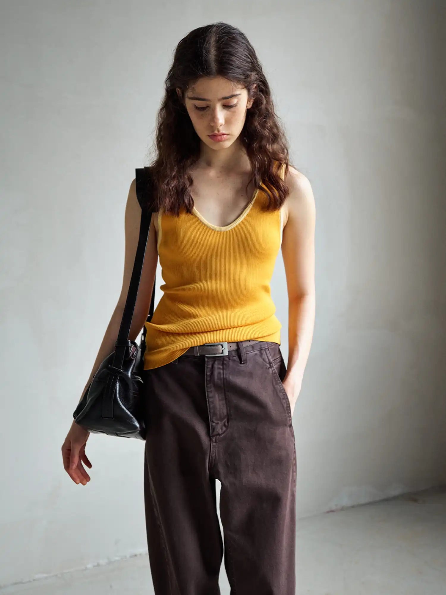 CantonCollective Design Deep Scoop Neckline Ribbed Knit Tank | Canton Collective