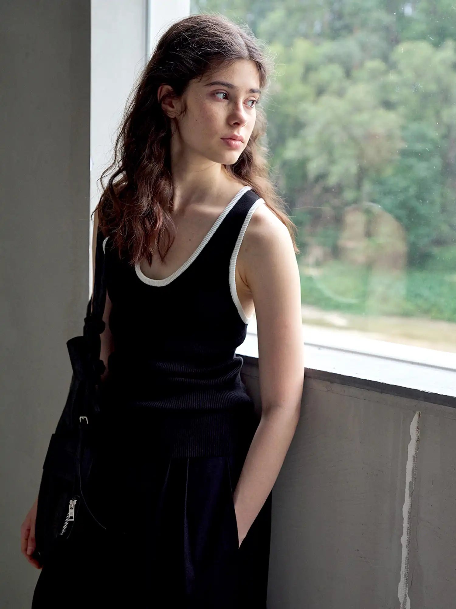 CantonCollective Design Deep Scoop Neckline Ribbed Knit Tank | Canton Collective