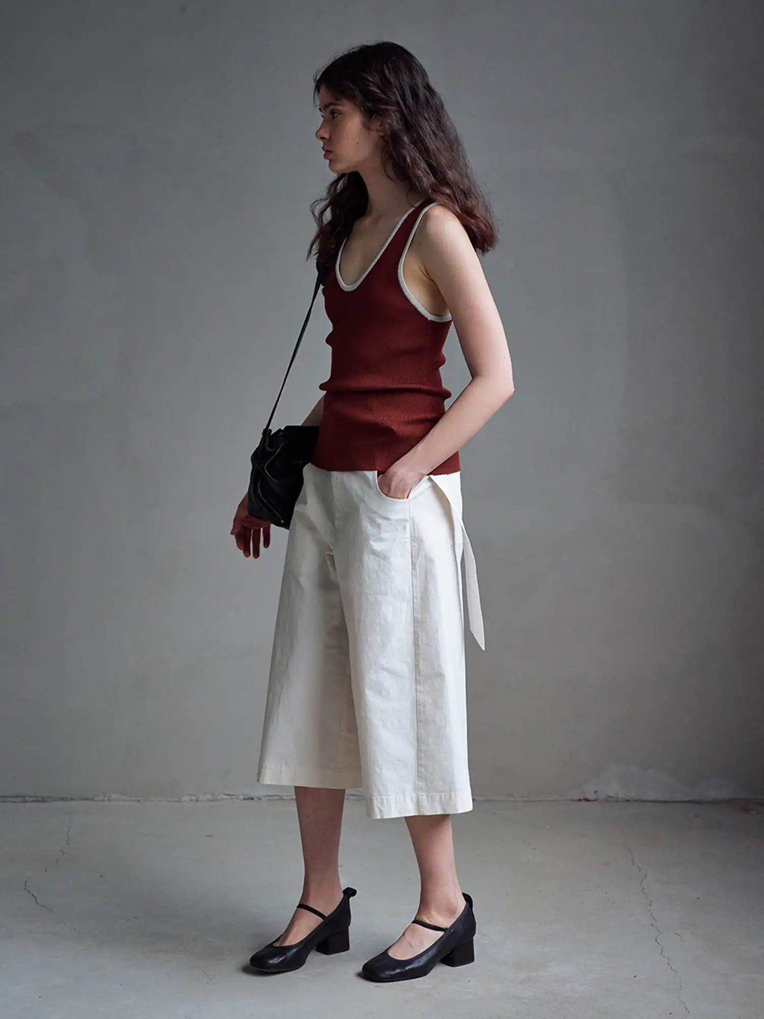 CantonCollective Design Deep Scoop Neckline Ribbed Knit Tank | Canton Collective