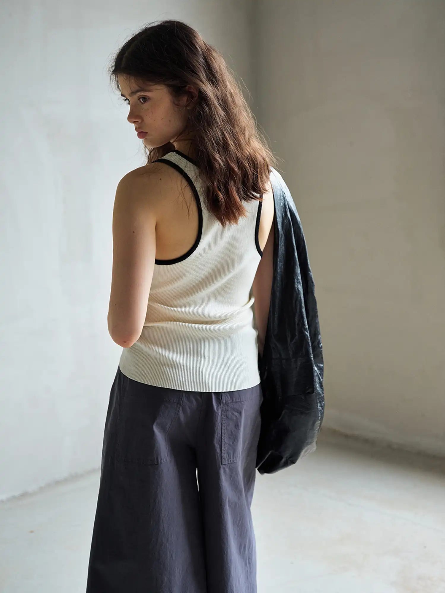 CantonCollective Design Deep Scoop Neckline Ribbed Knit Tank | Canton Collective