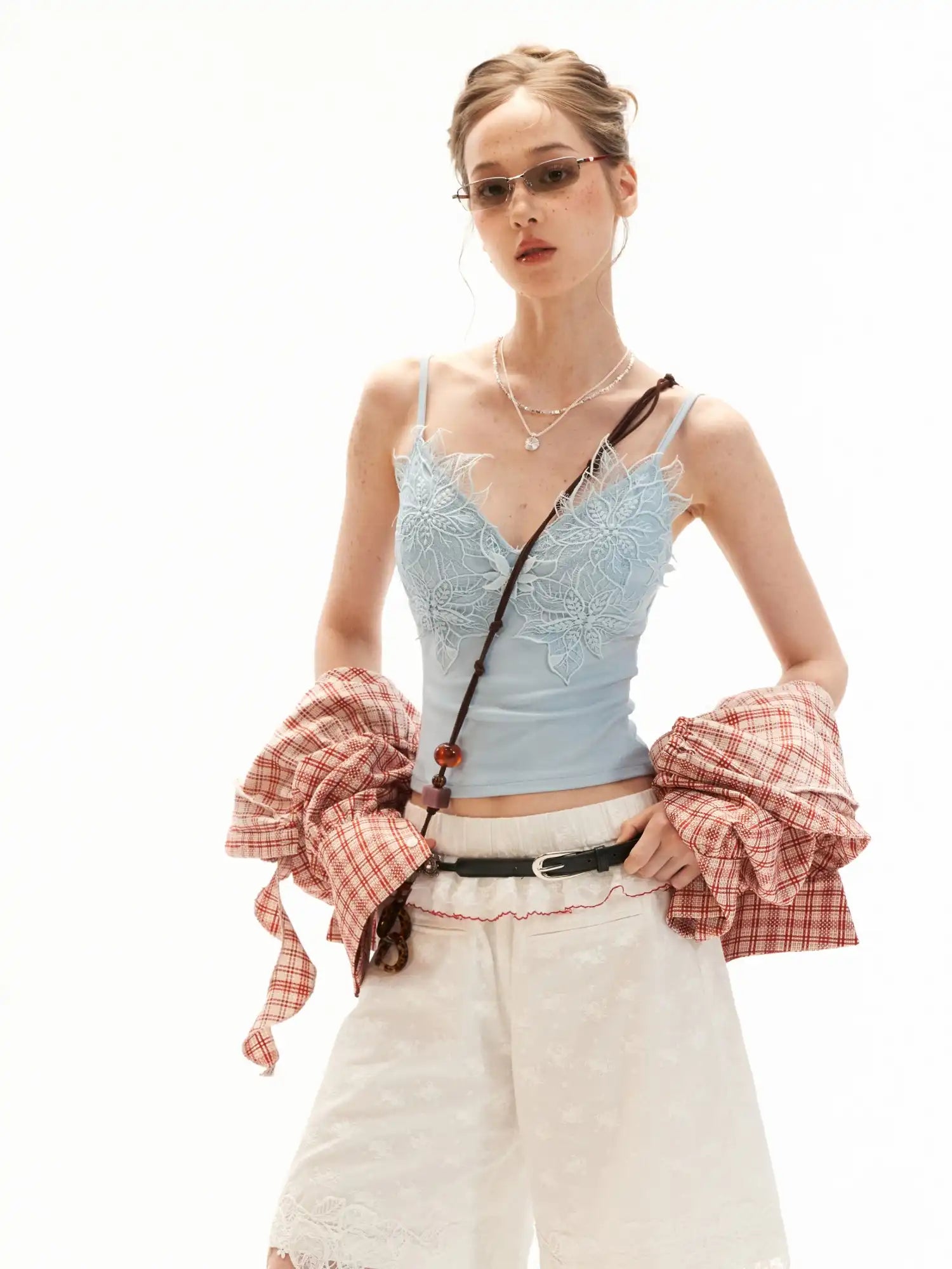 MAMC Deep V-Neck Lace Overlay Camisole Top | Canton Collective
