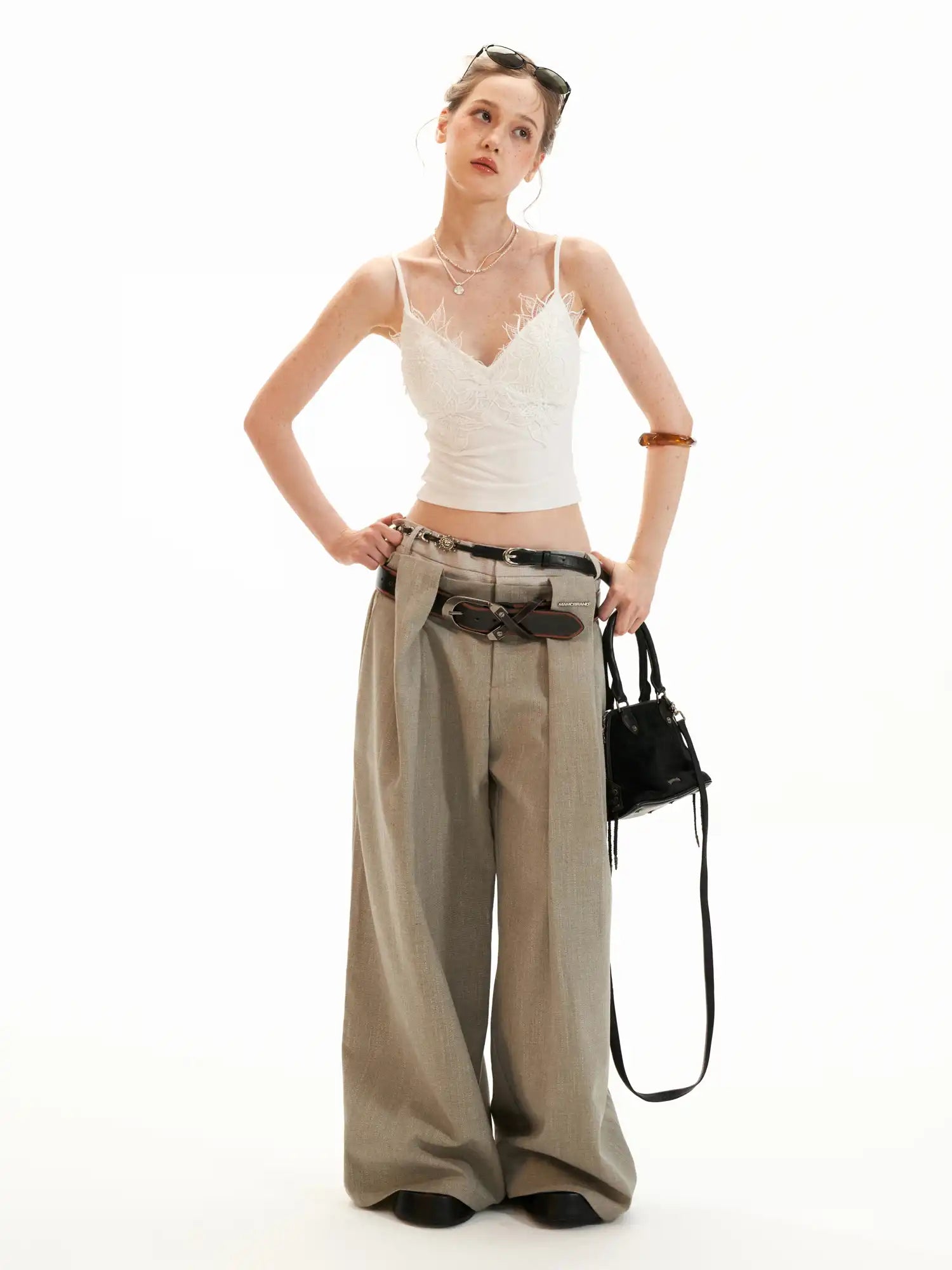 MAMC Deep V-Neck Lace Overlay Camisole Top | Canton Collective