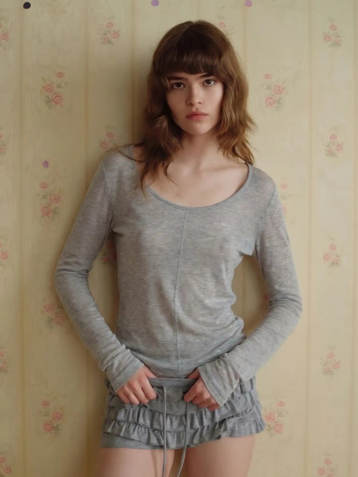 CantonCollective Design Deep V-Neck Tencel Wool Long Sleeve Top | Canton Collective