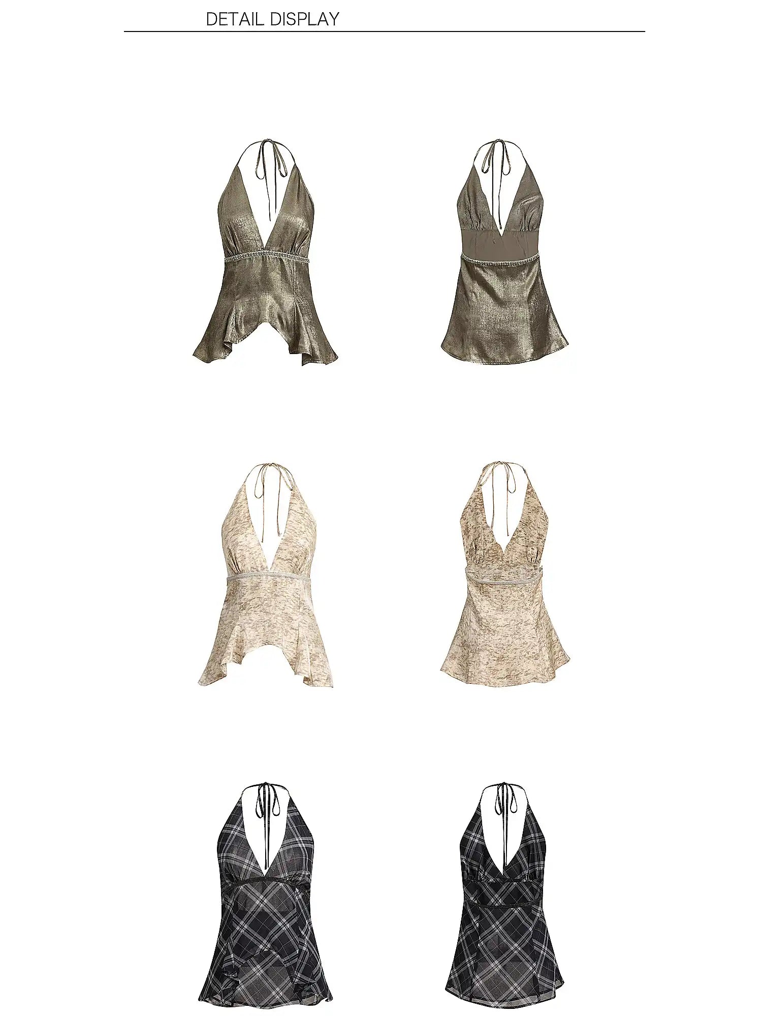 2th Desire Deep V Halter Neck Tie Peplum Top | Canton Collective