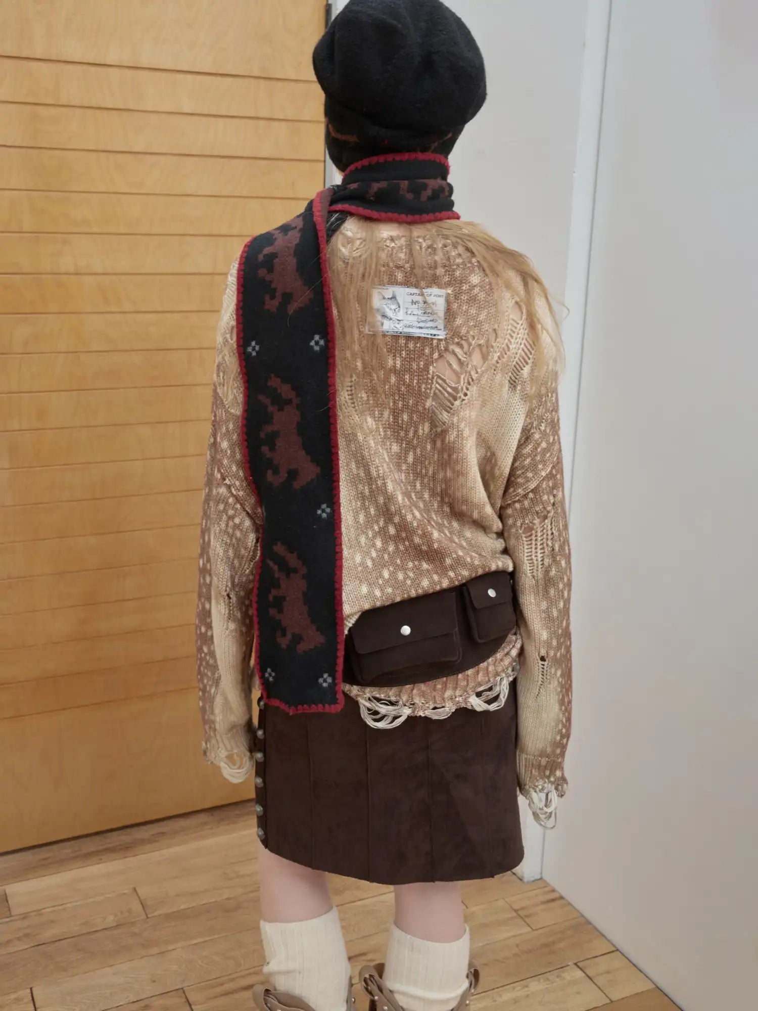 1Jinn Studio Deer Print Distressed Sweater | Canton Collective