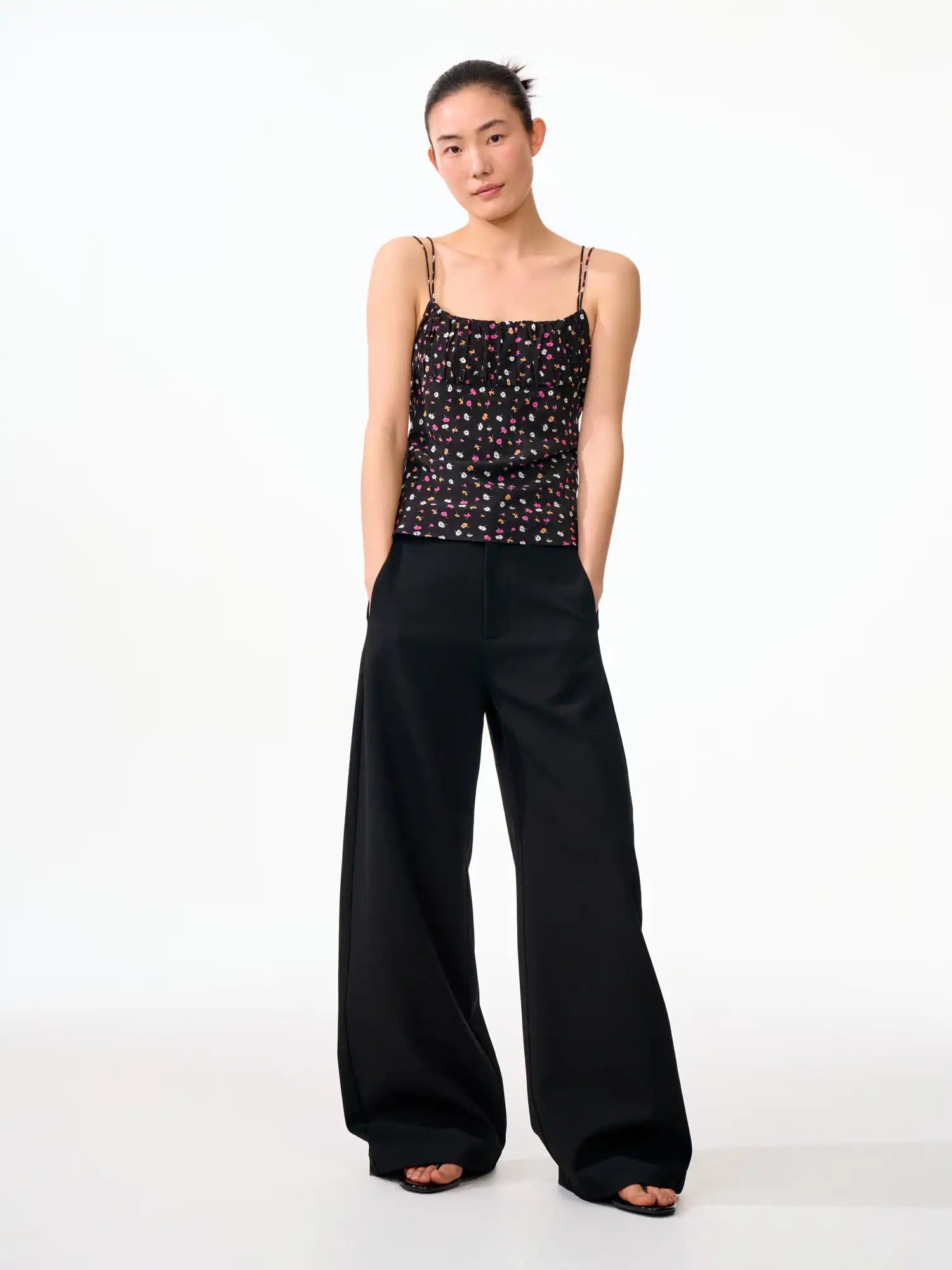 FIRST FLOOR Delicate Double Straps Floral Babydoll Cami Top | Canton Collective