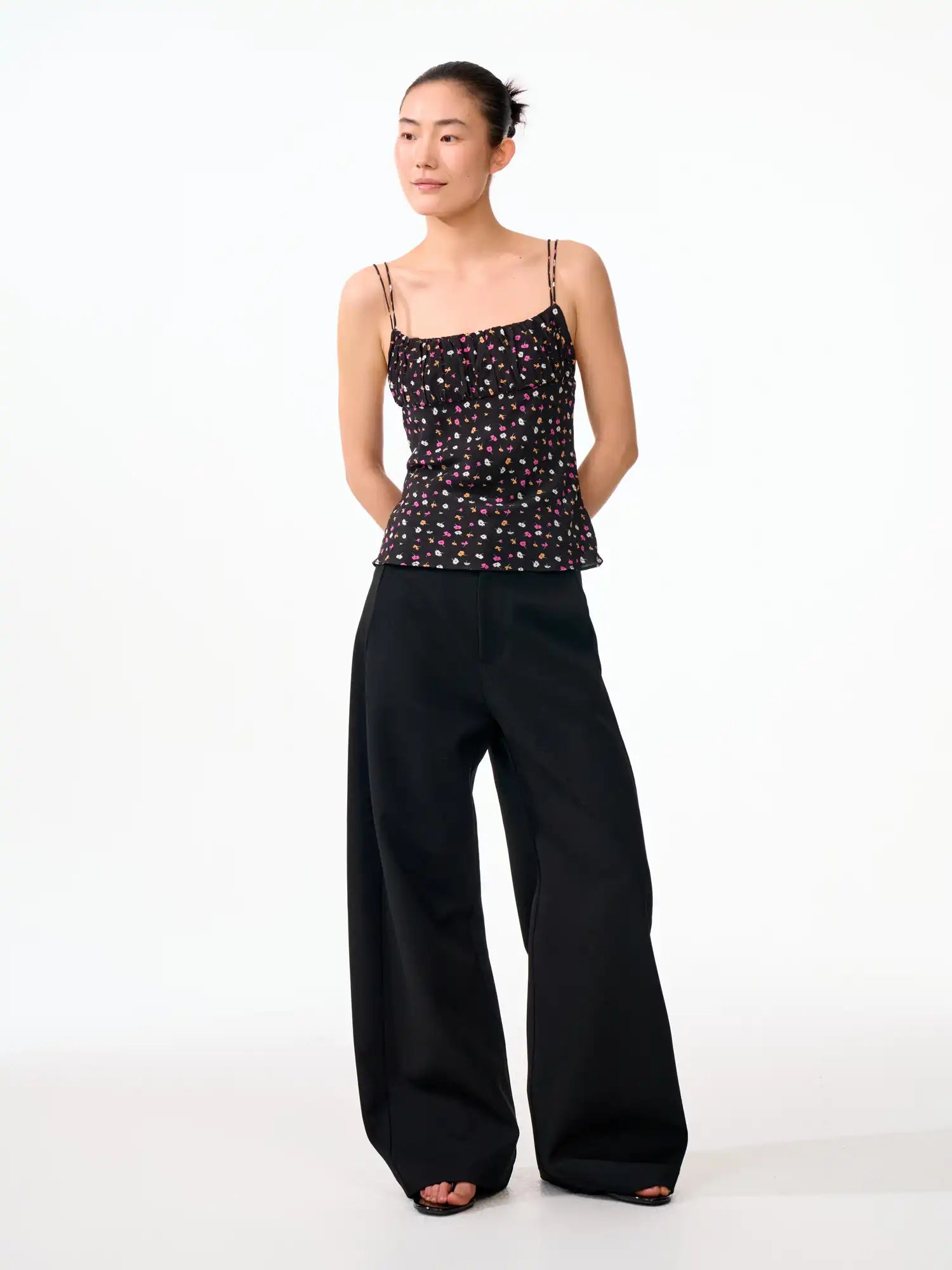 FIRST FLOOR Delicate Double Straps Floral Babydoll Cami Top | Canton Collective