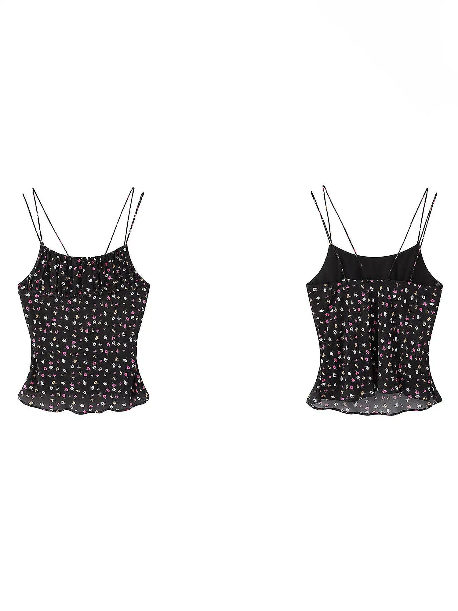 FIRST FLOOR Delicate Double Straps Floral Babydoll Cami Top | Canton Collective