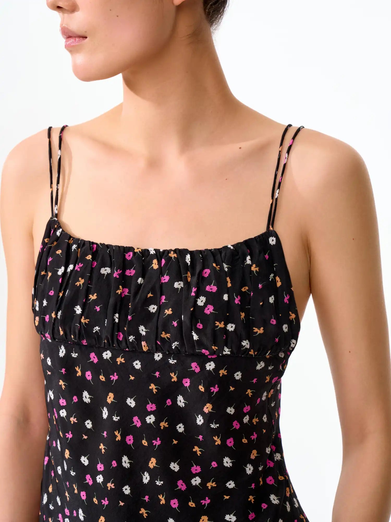 FIRST FLOOR Delicate Double Straps Floral Babydoll Cami Top | Canton Collective