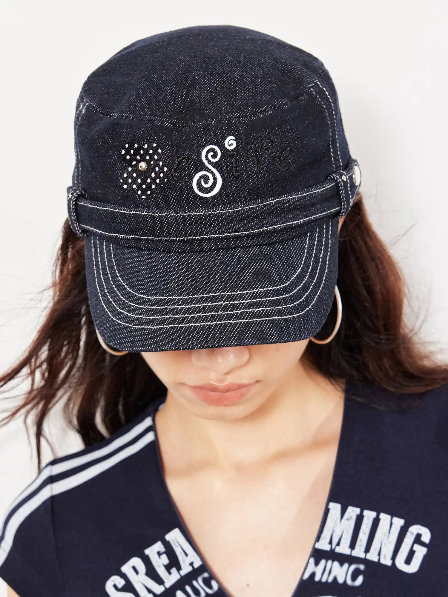 2th Desire Denim Studded Riding Cap | Canton Collective