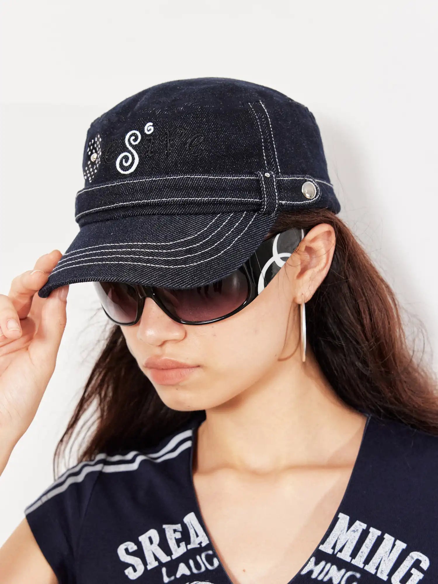 2th Desire Denim Studded Riding Cap | Canton Collective