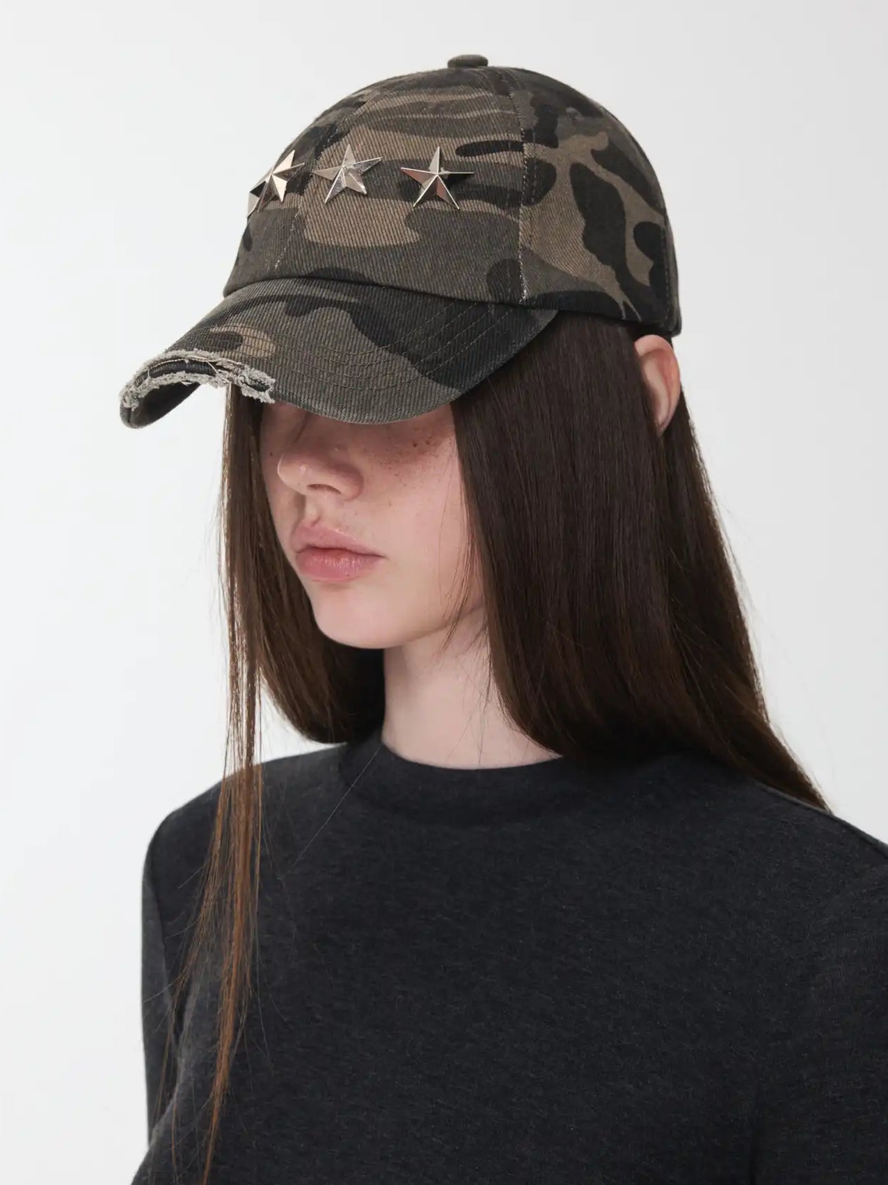 1Jinn Studio Distressed Camo Baseball Cap | Canton Collective