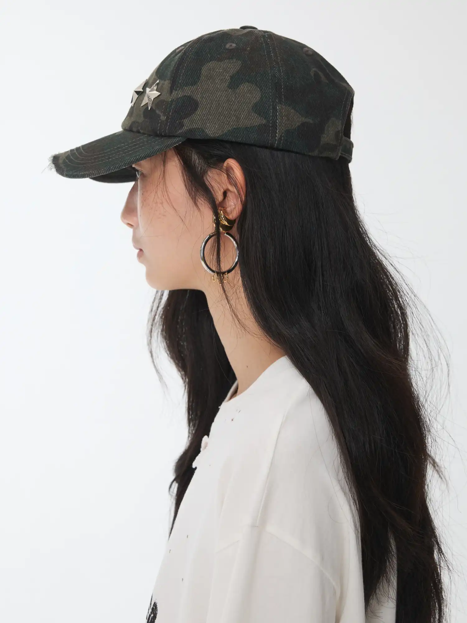 1Jinn Studio Distressed Camo Baseball Cap | Canton Collective
