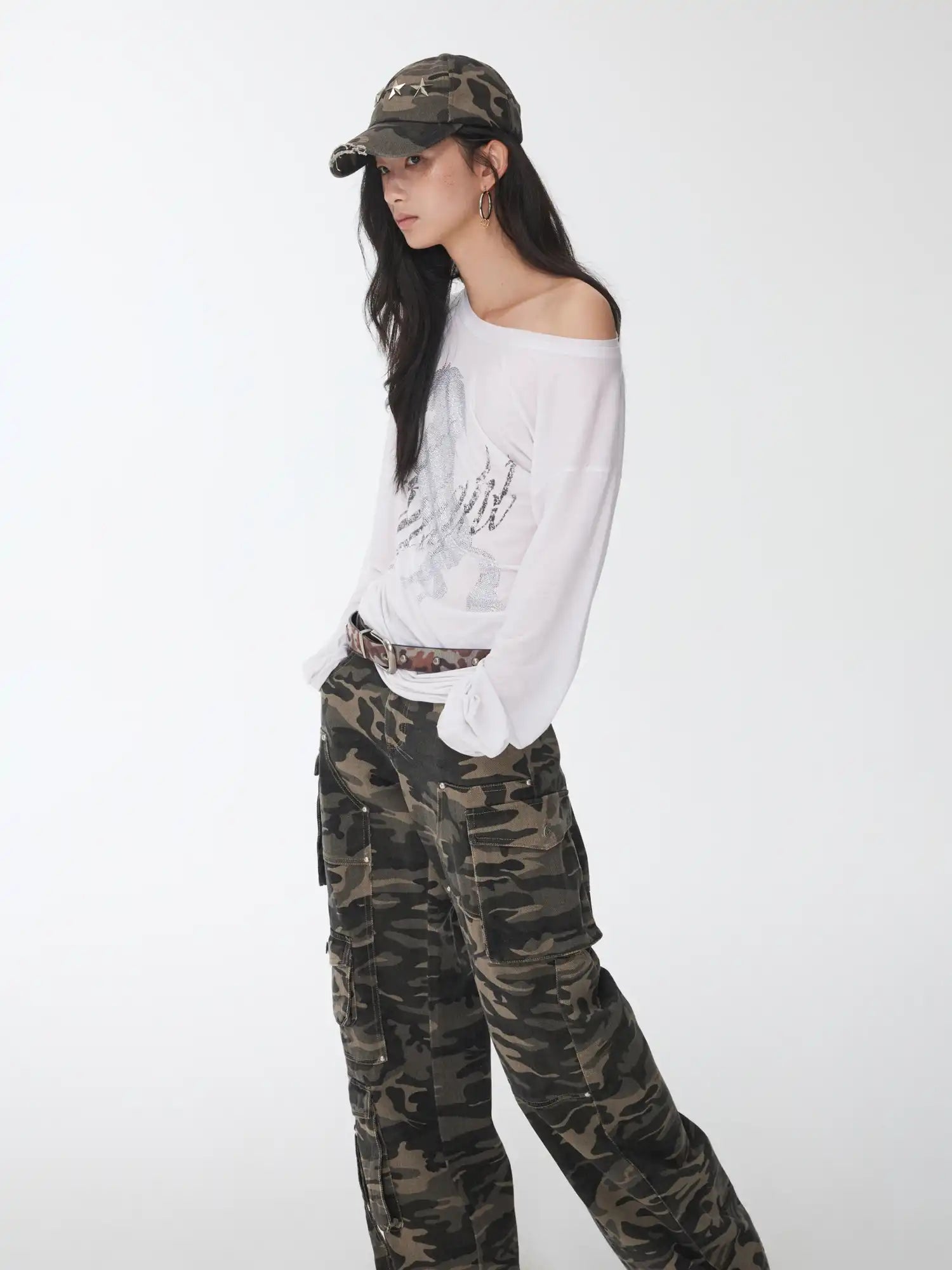 1Jinn Studio Distressed Camo Baseball Cap | Canton Collective