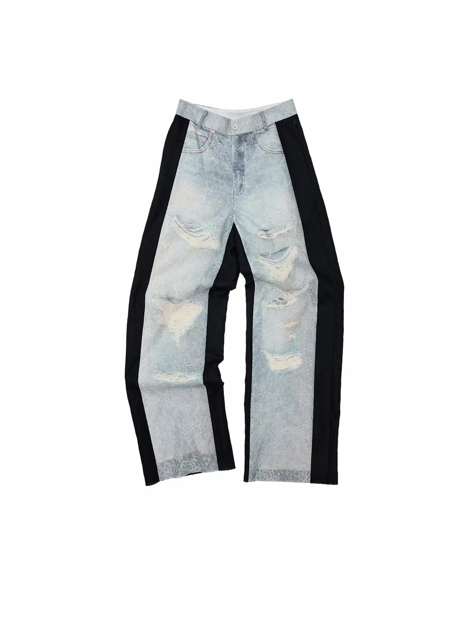 1Jinn Studio Distressed Lace-Panel Baggy Jeans | Canton Collective
