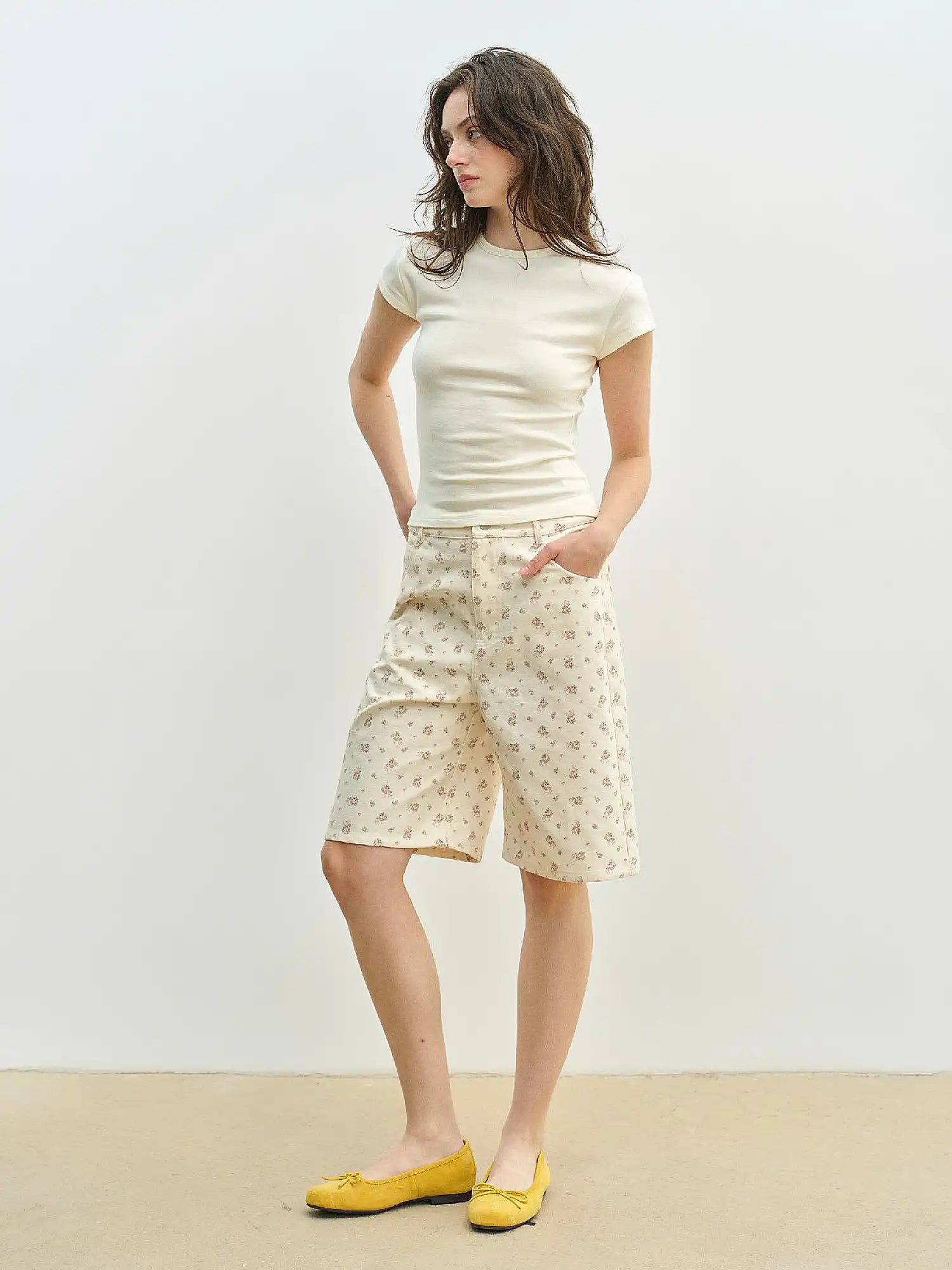 Muse Naps Ditsy Floral High Rise Bermuda Shorts | Canton Collective
