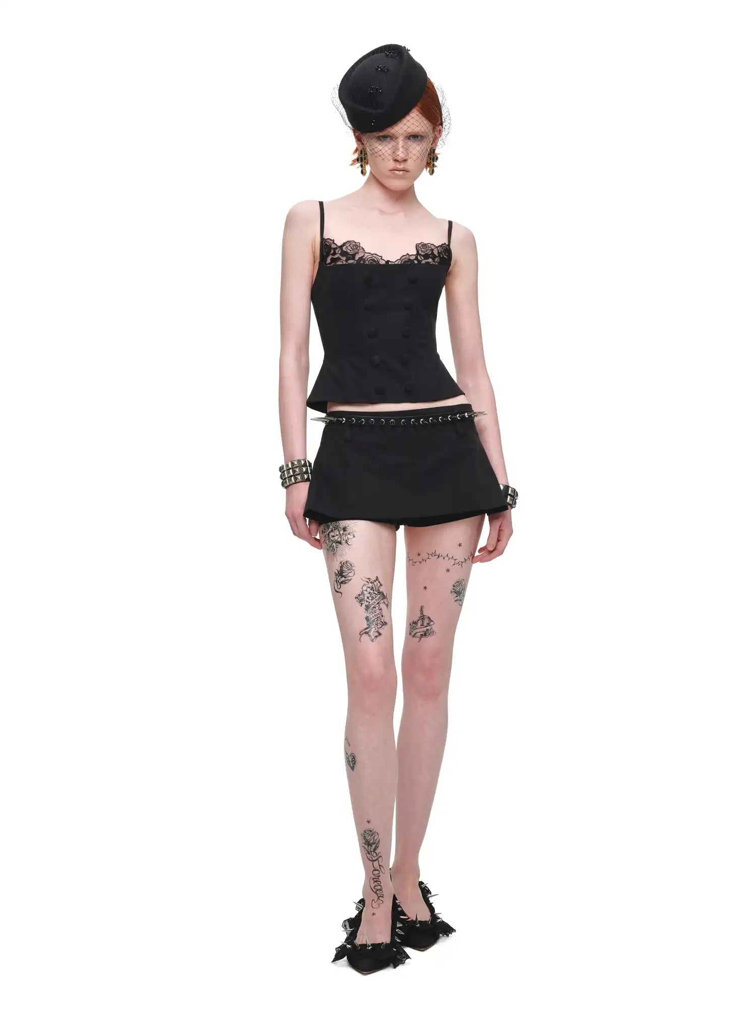 1Jinn Studio Double-Breasted Layered Lace Corset Top | Canton Collective