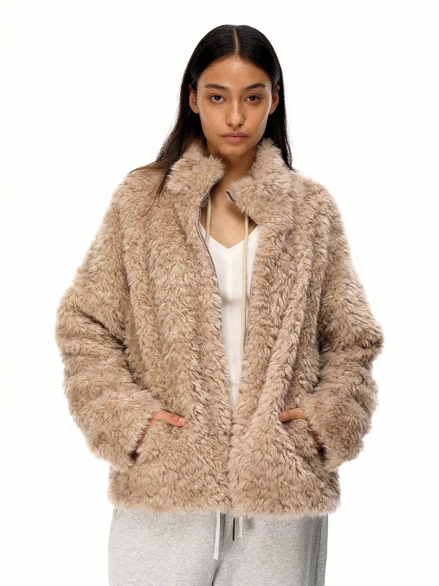 FirstFloor Drawstring Collar Waist Fur Coat | Canton Collective