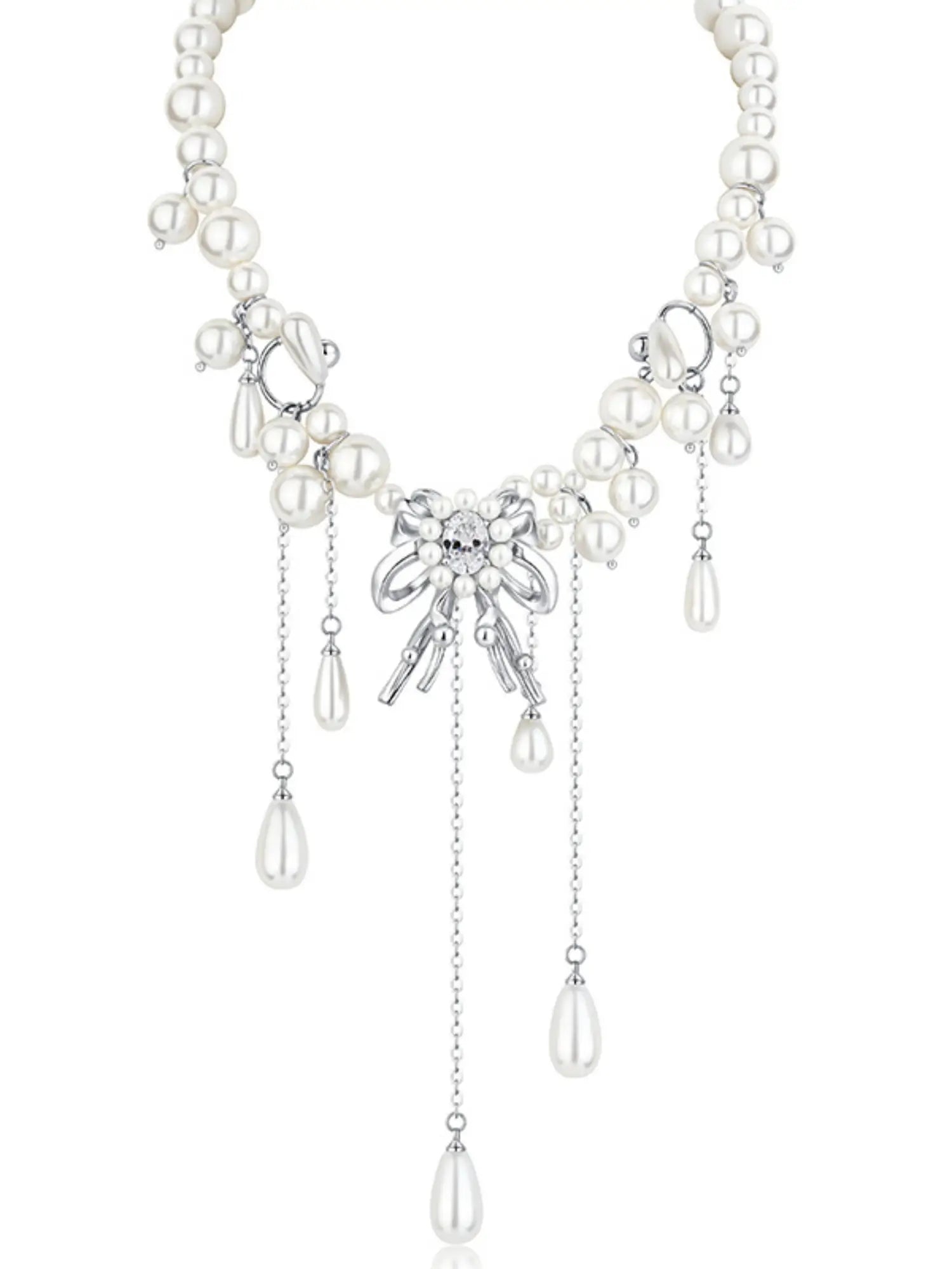 1Jinn M2M Drip Pearl Bow Necklace | Canton Collective