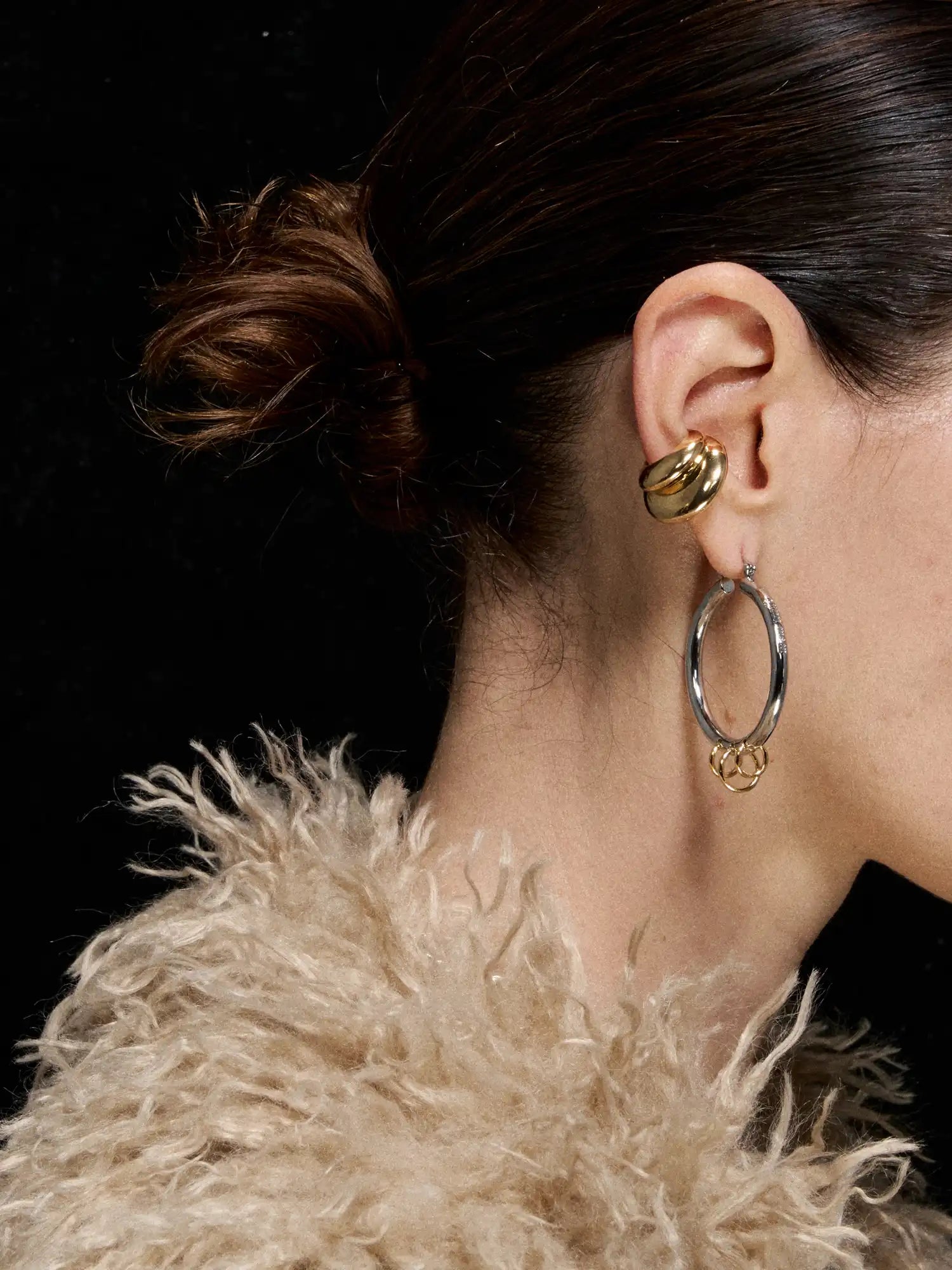 1Jinn M2M Dual-Tone Triple-Ring Layered Earrings | Canton Collective
