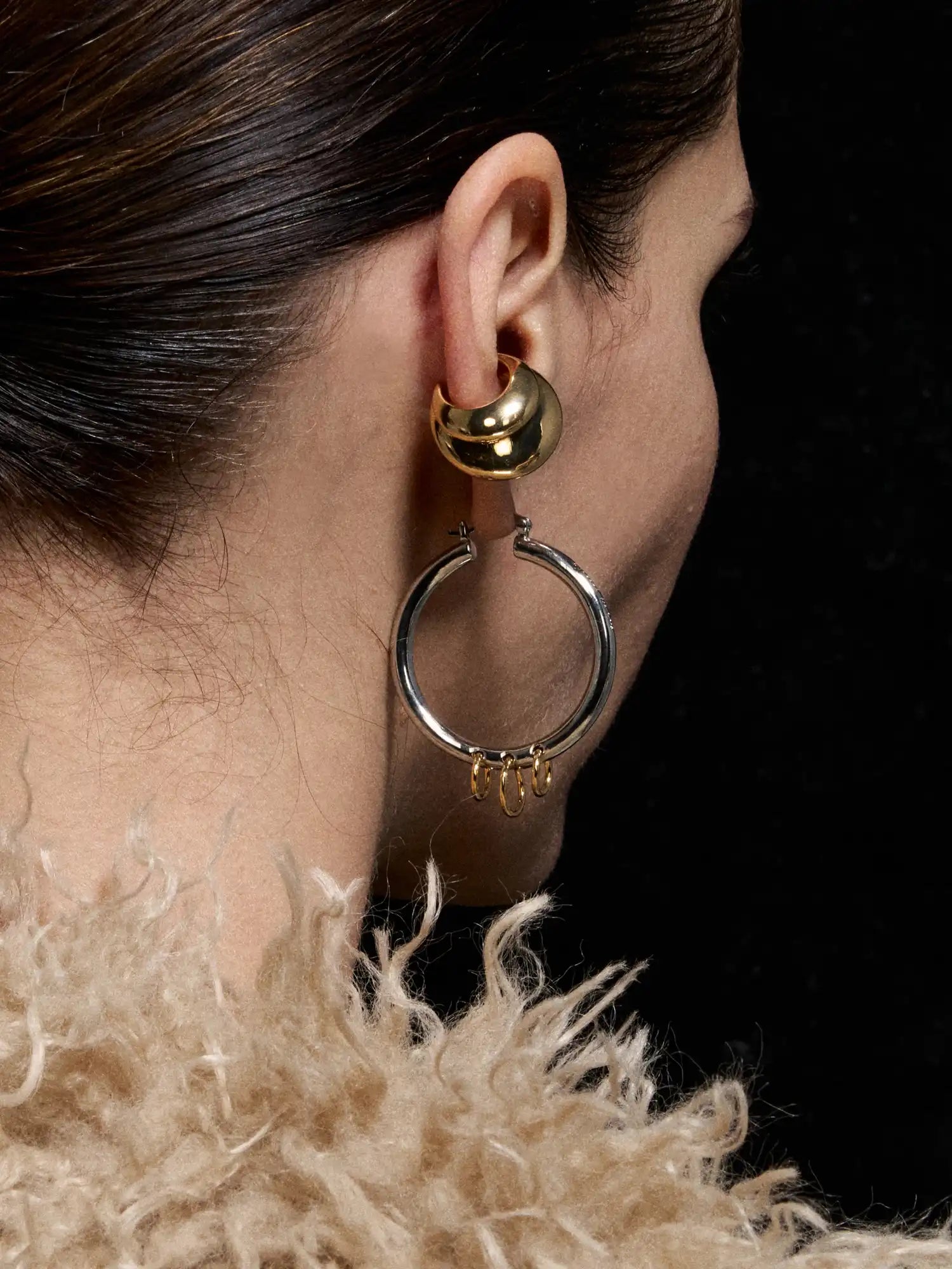 1Jinn M2M Dual-Tone Triple-Ring Layered Earrings | Canton Collective