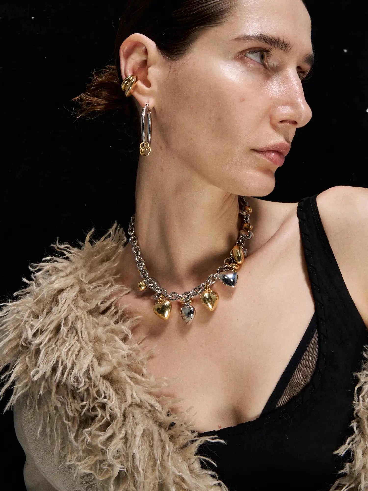 1Jinn M2M Dual-Tone Triple-Ring Layered Earrings | Canton Collective