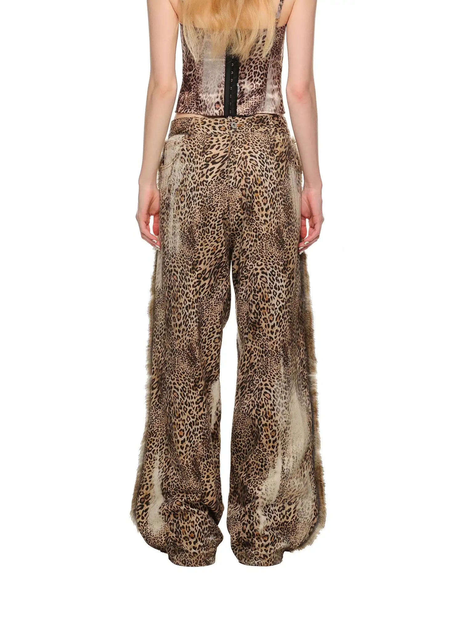 1Jinn Studio Edgy Rabbit Fur & Leopard Print Pants | Canton Collective