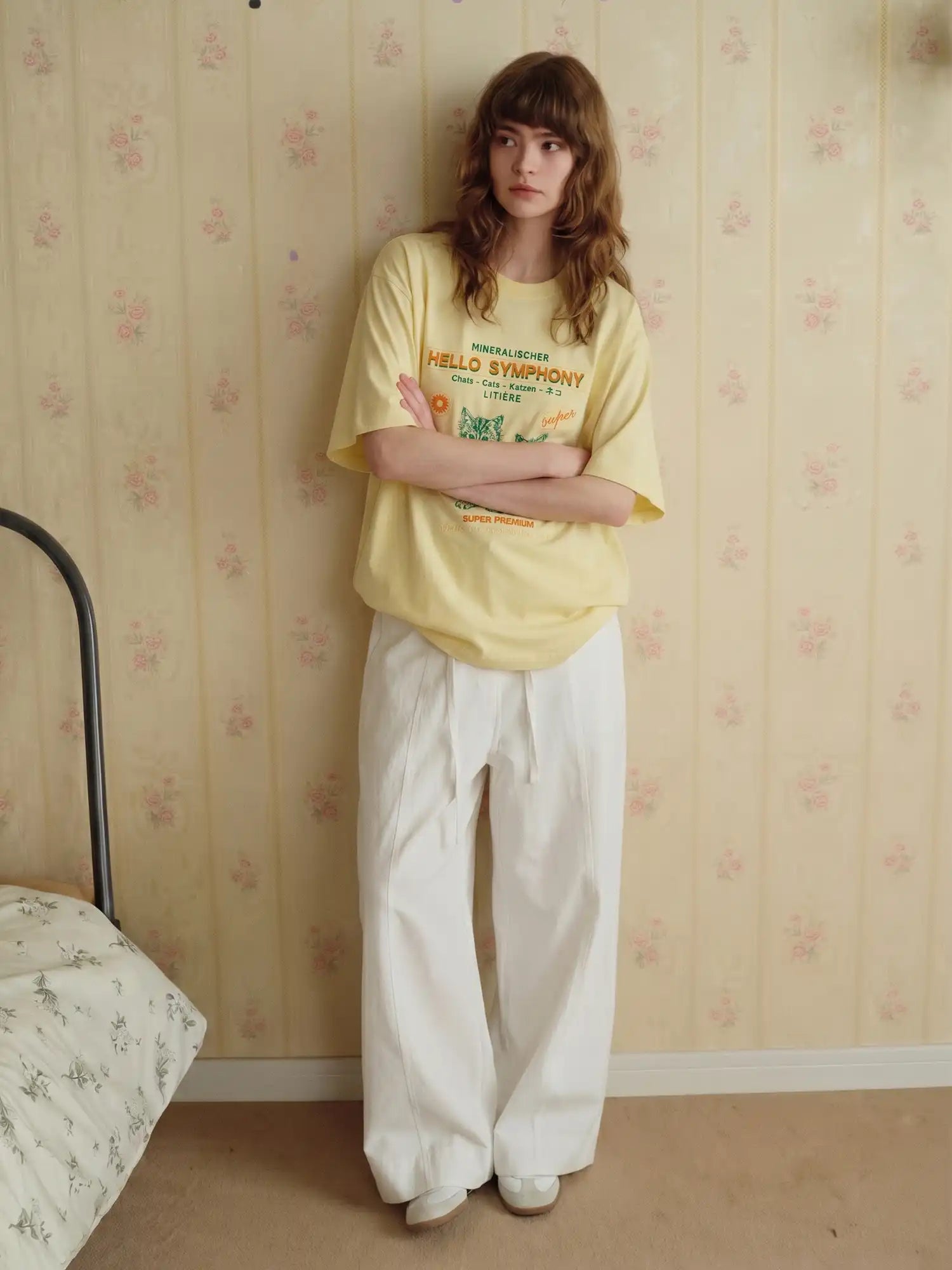 CantonCollective Design Embroidered Cotton Oversized Tee with Cat Graphic | Canton Collective