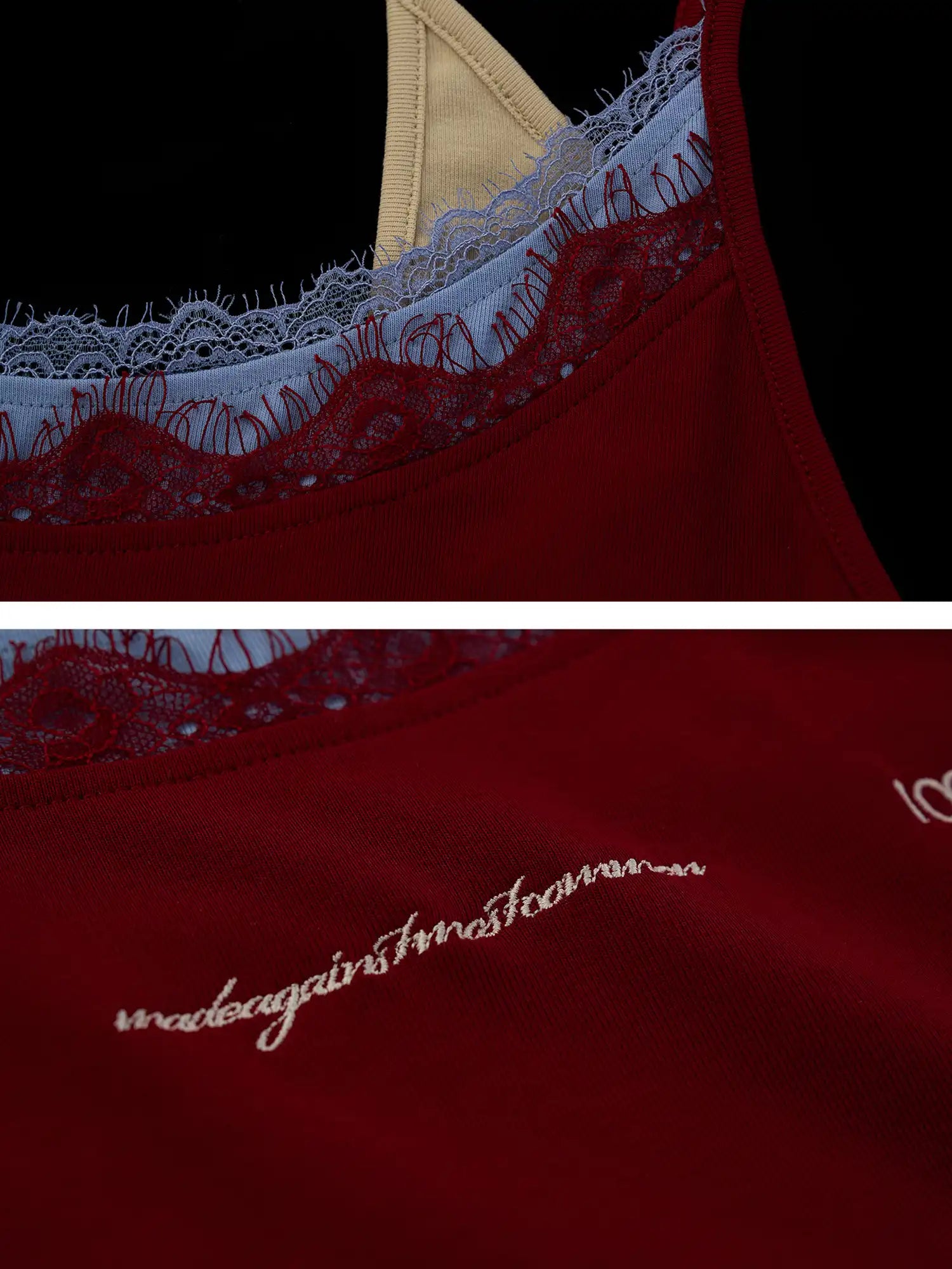 MAMC Embroidered Layered Lace Trim Tank Top | Canton Collective