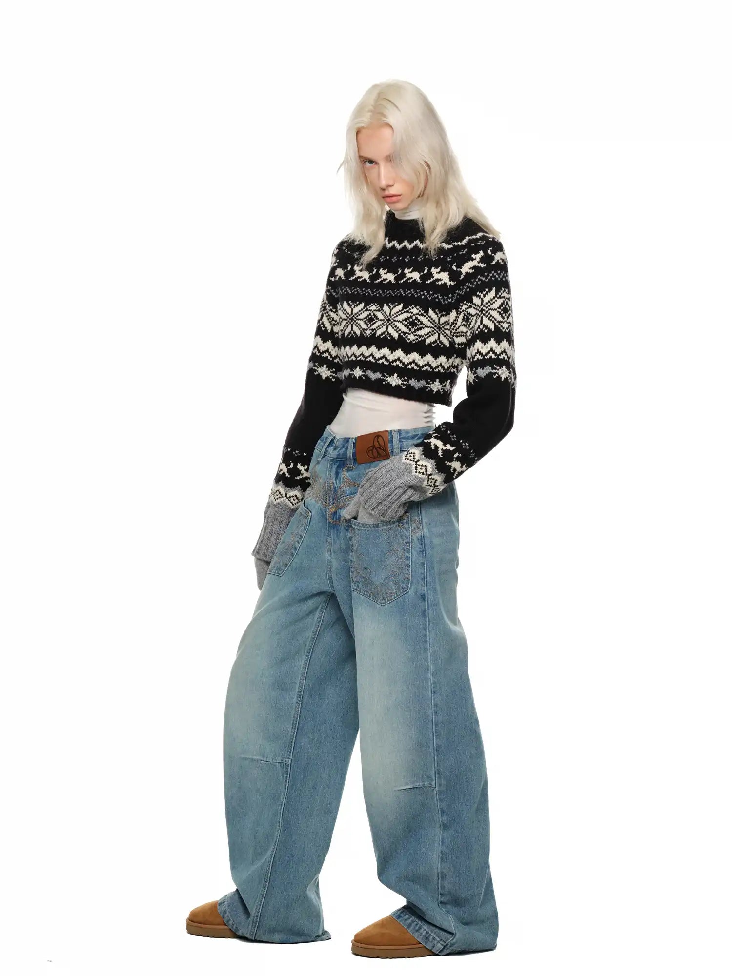1Jinn Studio Embroidered Wide-Leg Jeans Pants | Canton Collective
