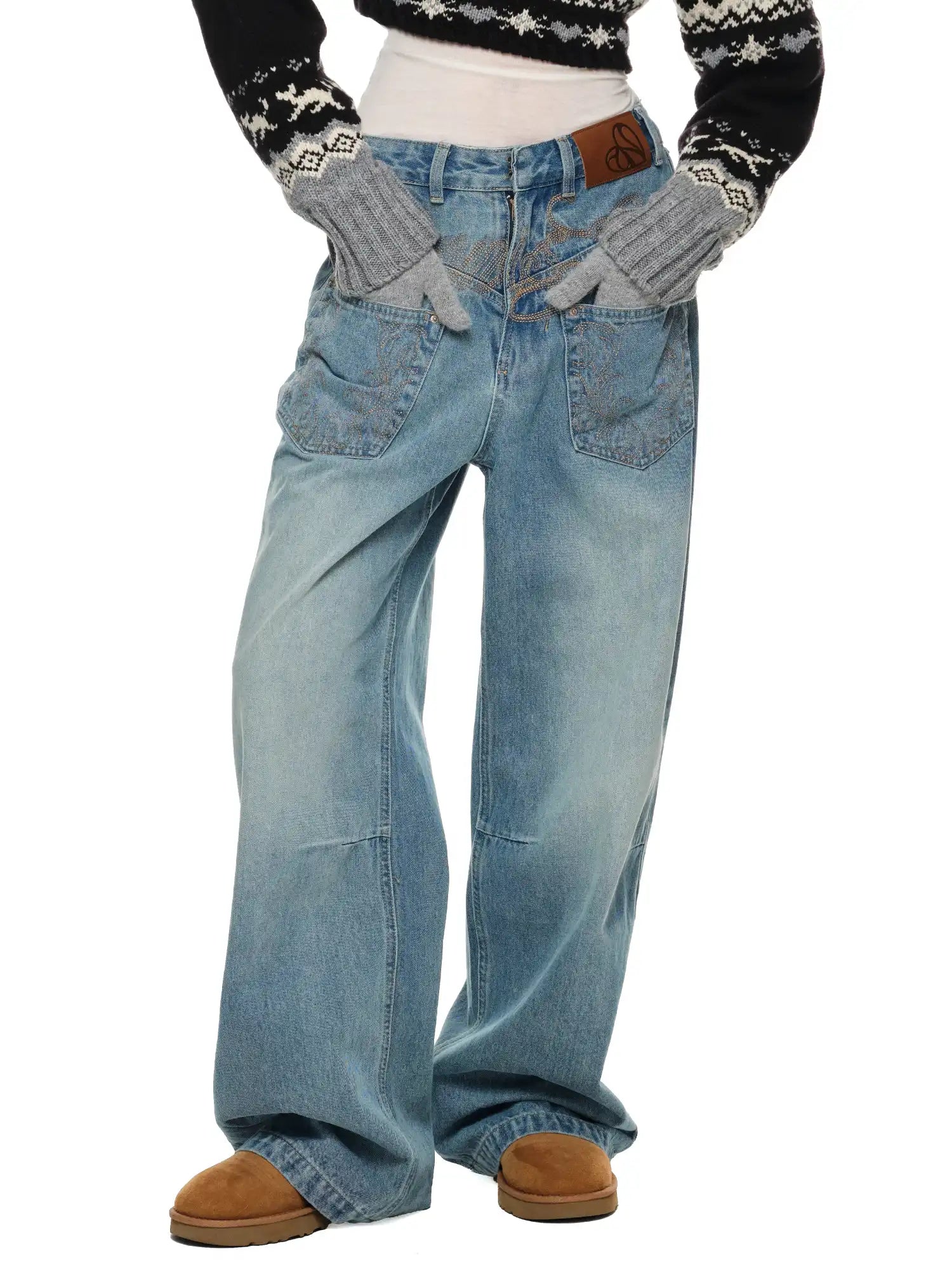1Jinn Studio Embroidered Wide-Leg Jeans Pants | Canton Collective