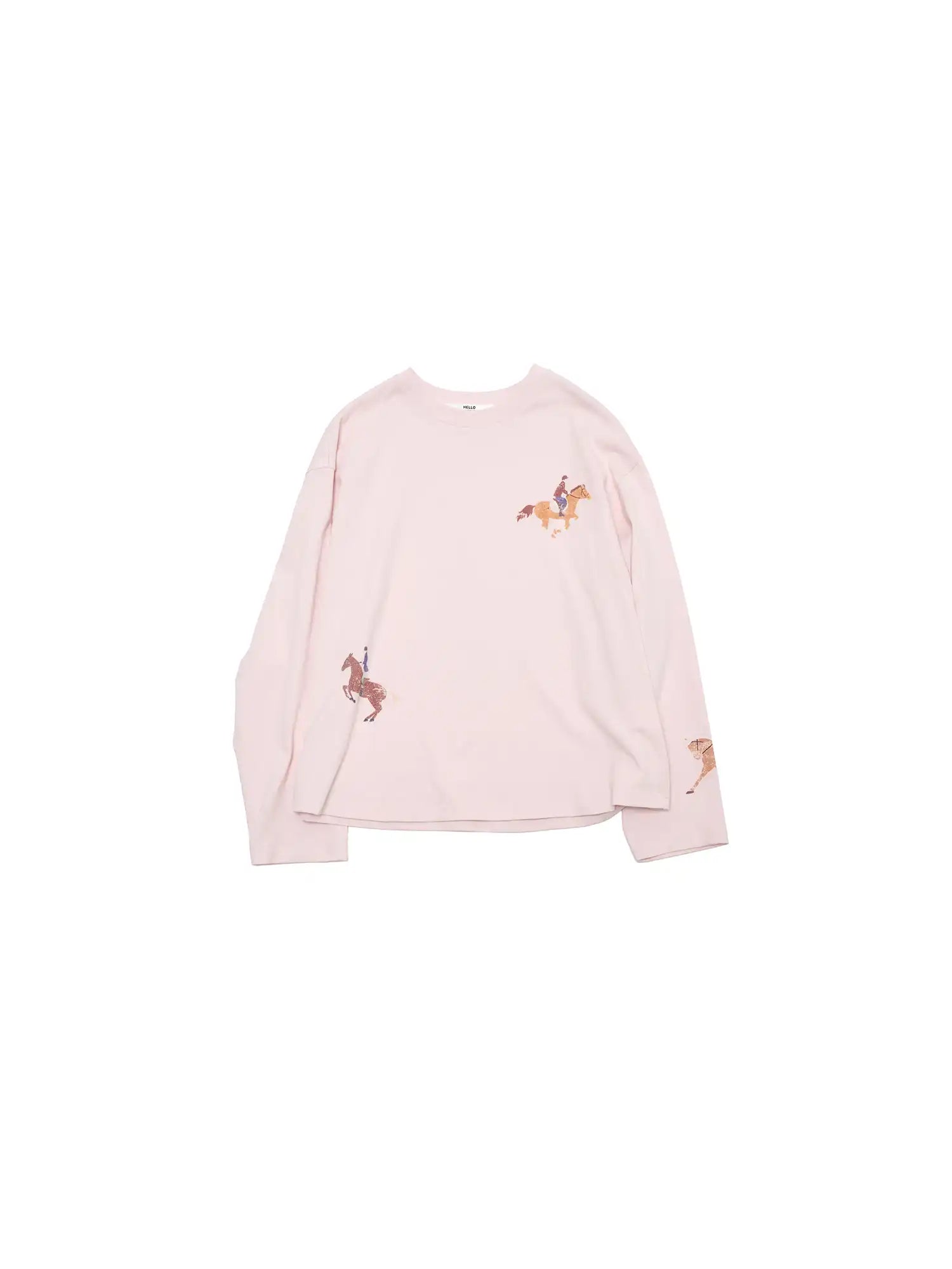 CantonCollective Design Equestrian Print Drop-Shoulder Long Sleeve Top | Canton Collective