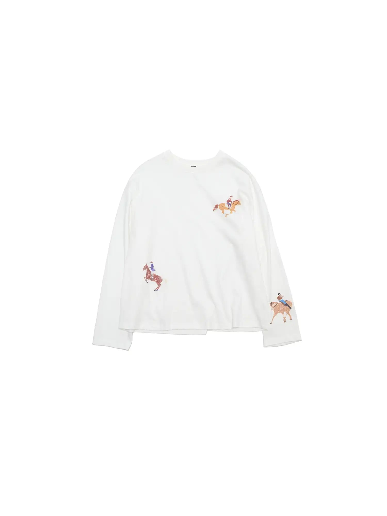 CantonCollective Design Equestrian Print Drop-Shoulder Long Sleeve Top | Canton Collective