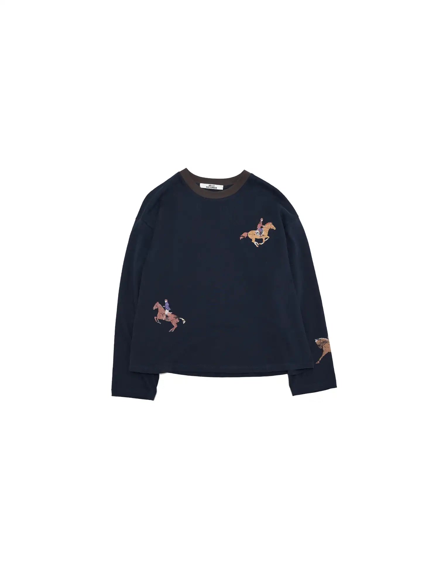 CantonCollective Design Equestrian Print Drop-Shoulder Long Sleeve Top | Canton Collective