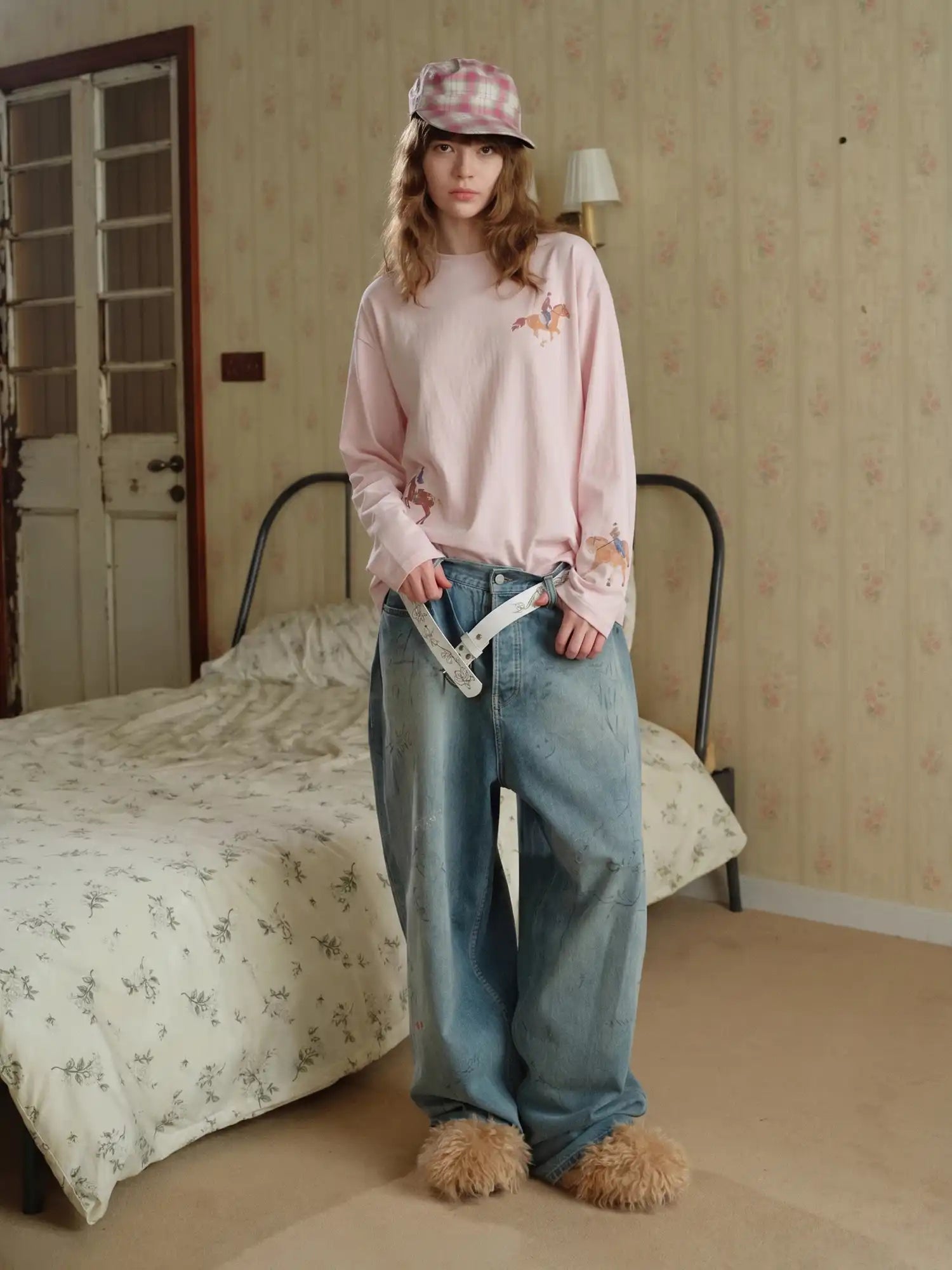 CantonCollective Design Equestrian Print Drop-Shoulder Long Sleeve Top | Canton Collective