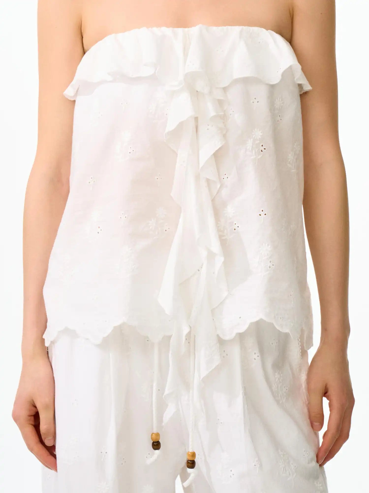 FirstFloor Eyelet Embroidered Layered Holiday Tube Top | Canton Collective