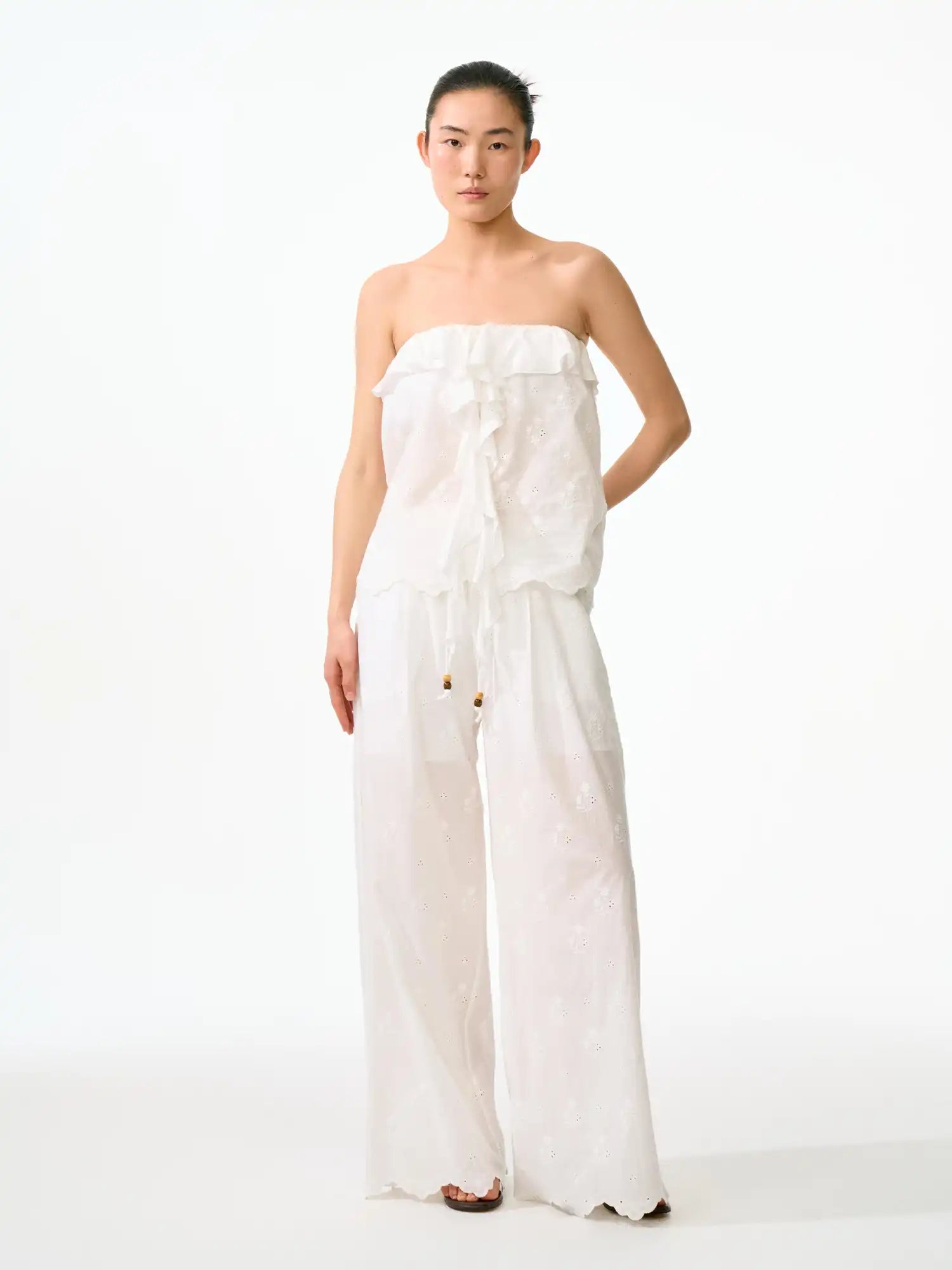 FirstFloor Eyelet Embroidered Layered Holiday Tube Top | Canton Collective