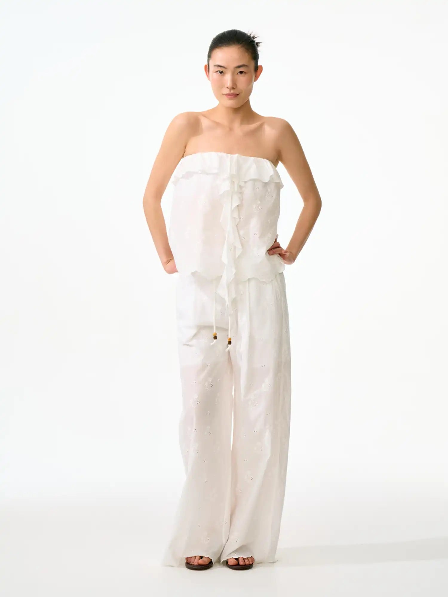 FirstFloor Eyelet Embroidered Layered Holiday Tube Top | Canton Collective