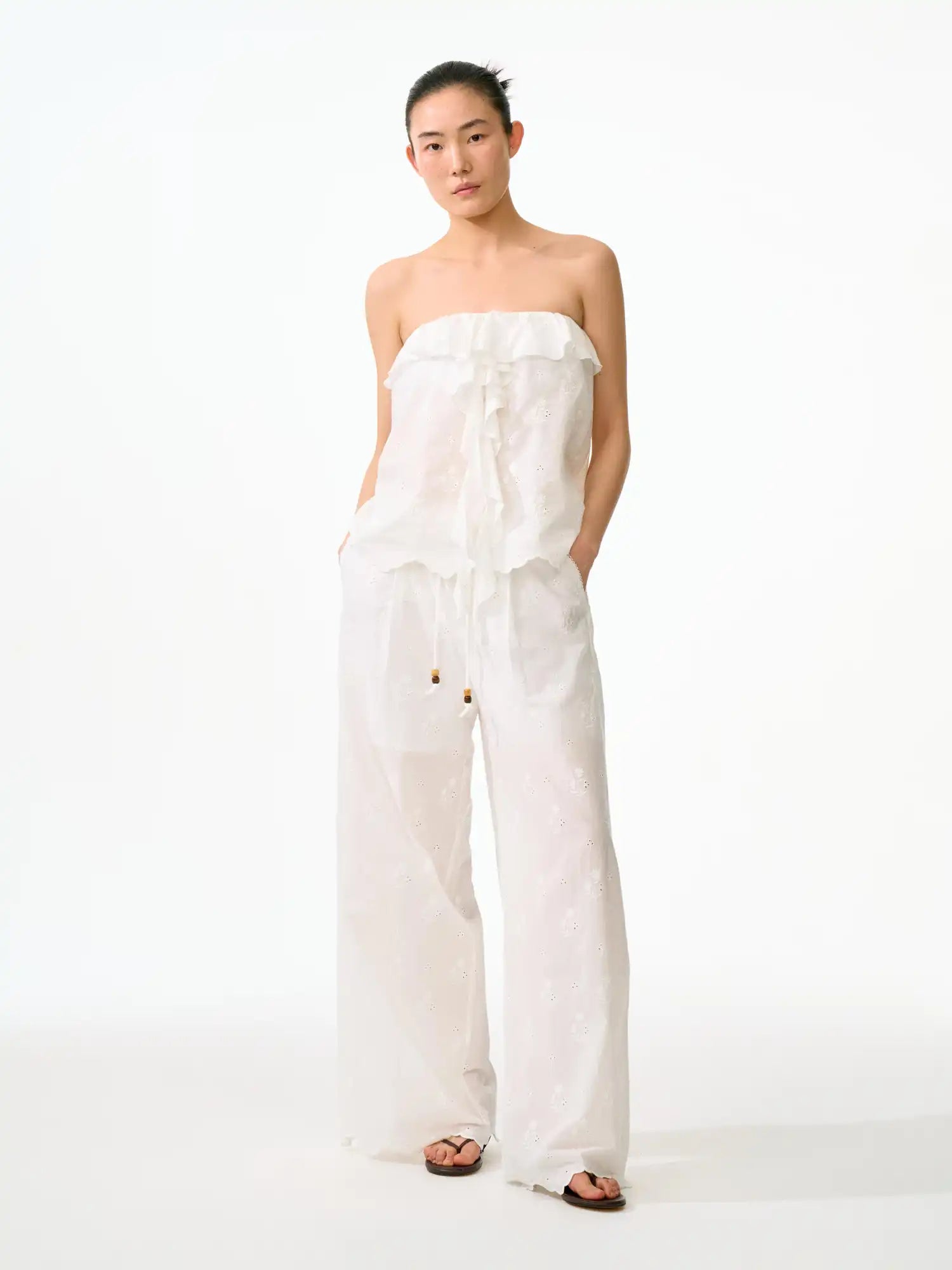 FirstFloor Eyelet Embroidered Layered Holiday Tube Top | Canton Collective