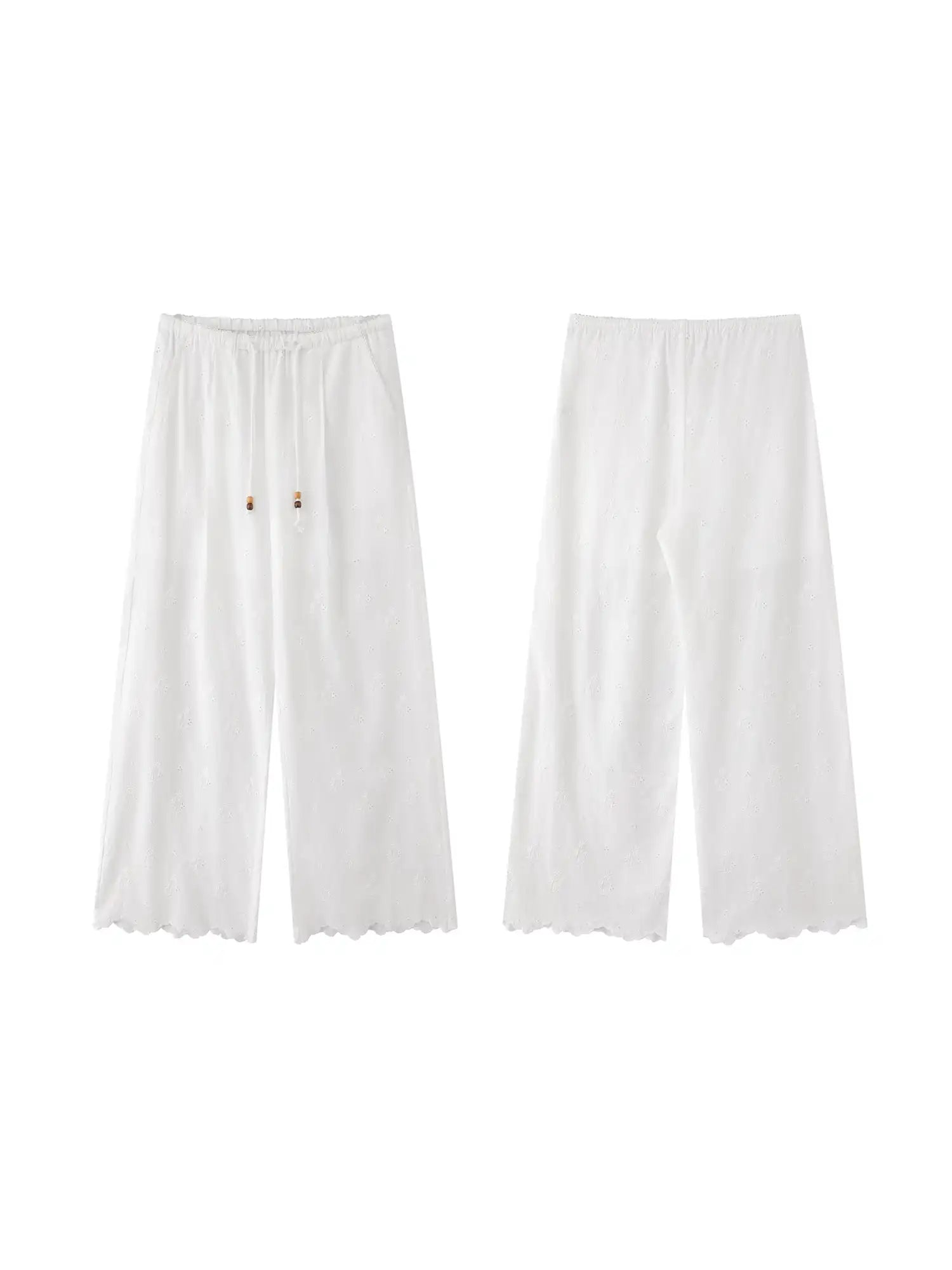 FirstFloor Eyelet Embroidered Sheer Straight Leg Pants | Canton Collective