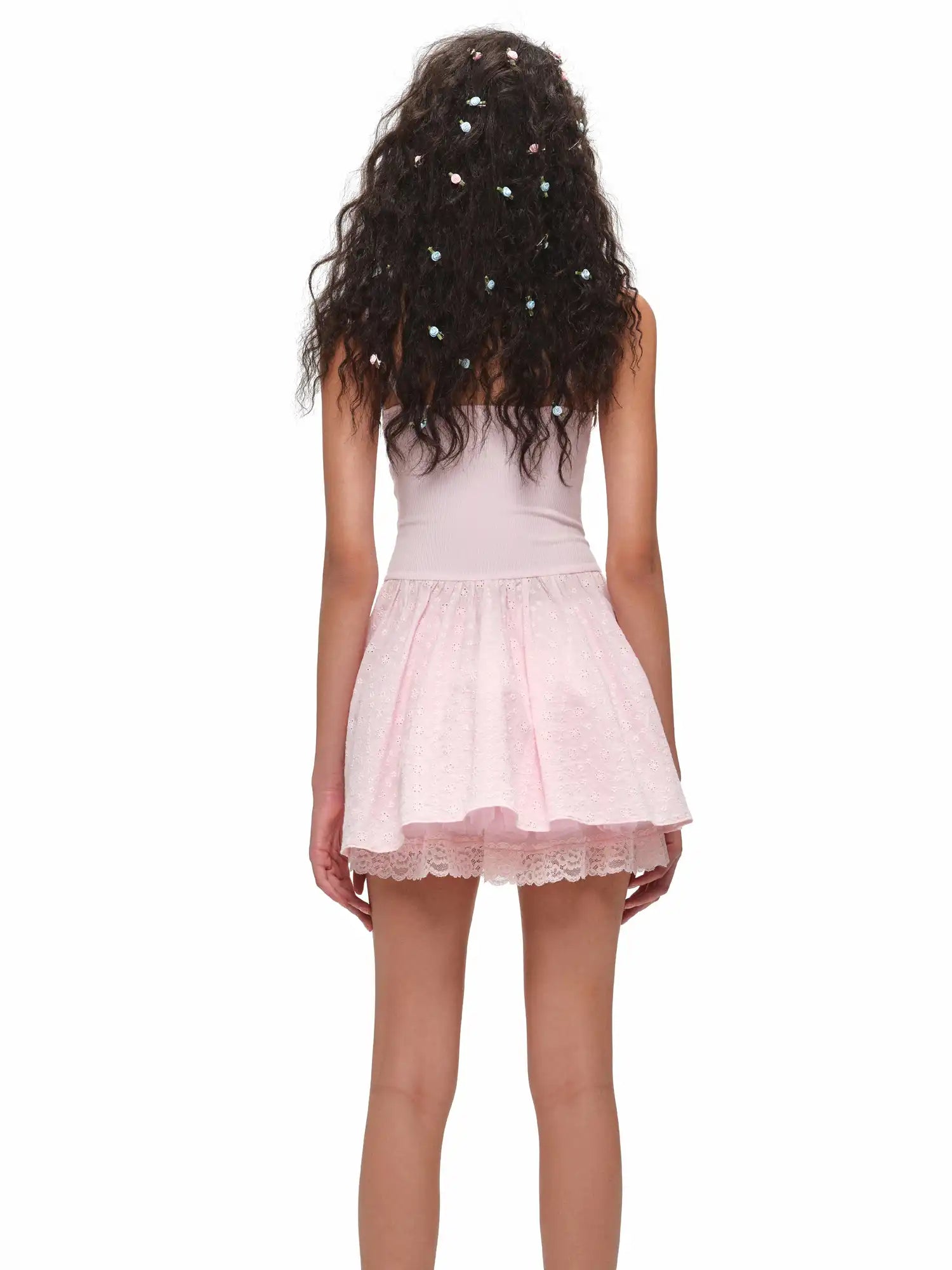 1Jinn Studio Eyelet & Jacquard Corset Mini Dress with Deep V | Canton Collective