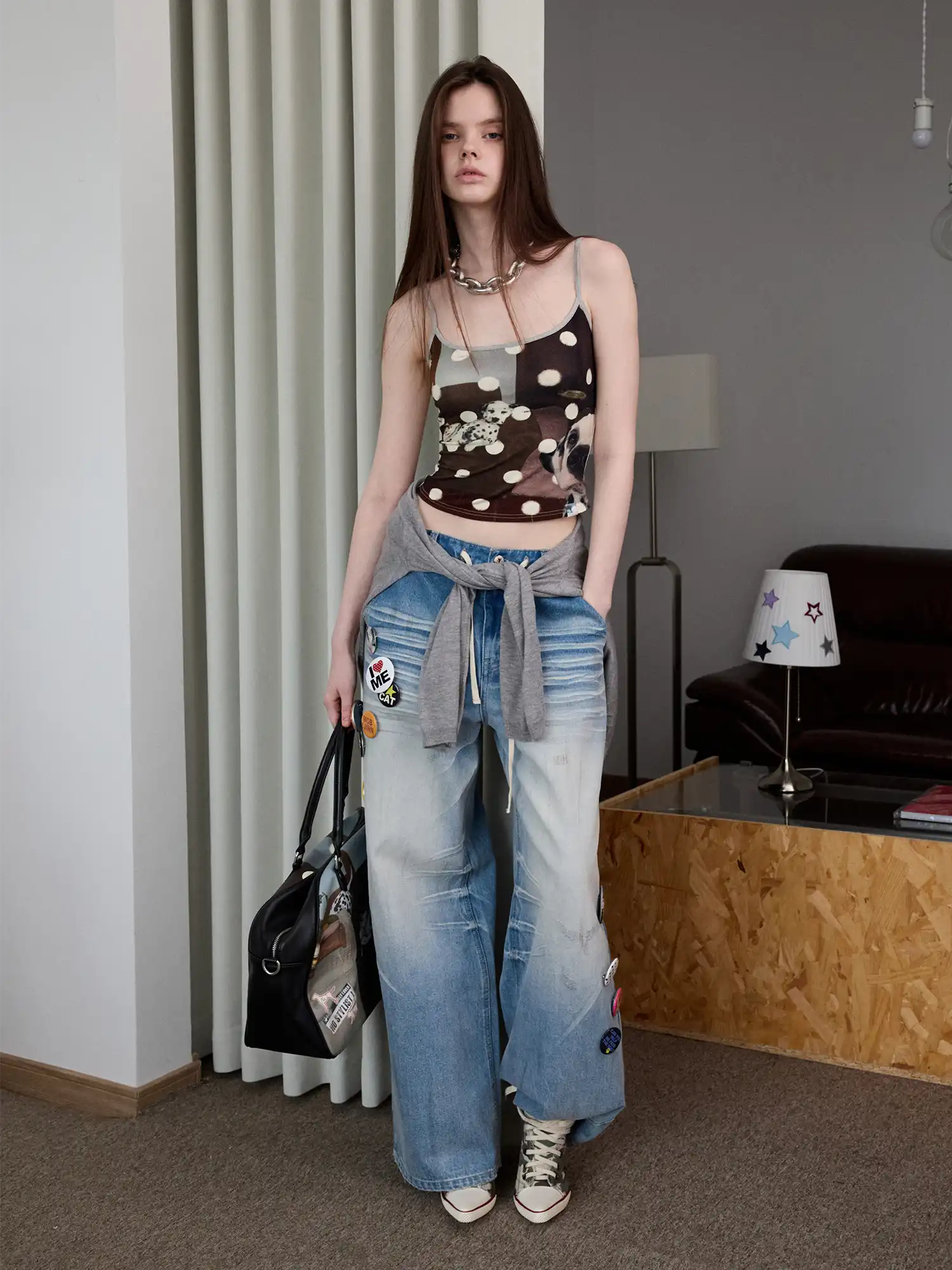 1Jinn Studio Faded Denim Wide Leg Jeans Pants | Canton Collective